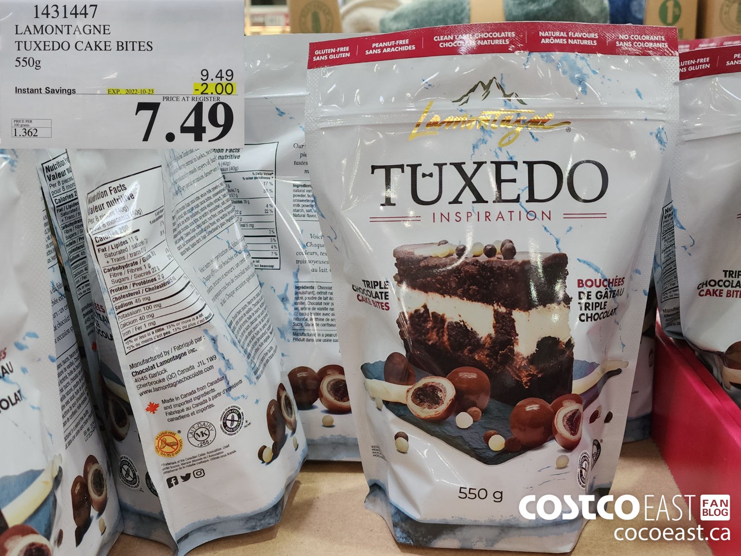 1431447 LAMONTAGNE TUXEDO CAKE BITES 550G ($2.00 INSTANT SAVINGS EXPIRES ON 2022-10-23) $7.49