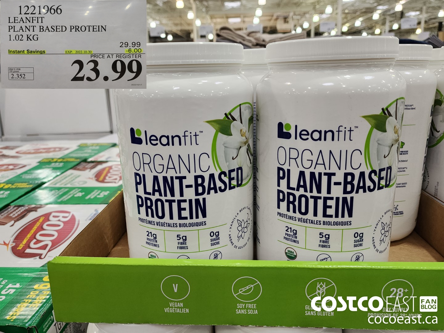 1221966 LEANFIT PLANT BASED PROTEIN 1.02 KG ($6.00 INSTANT SAVINGS EXPIRES ON 2022-10-30) $23.99