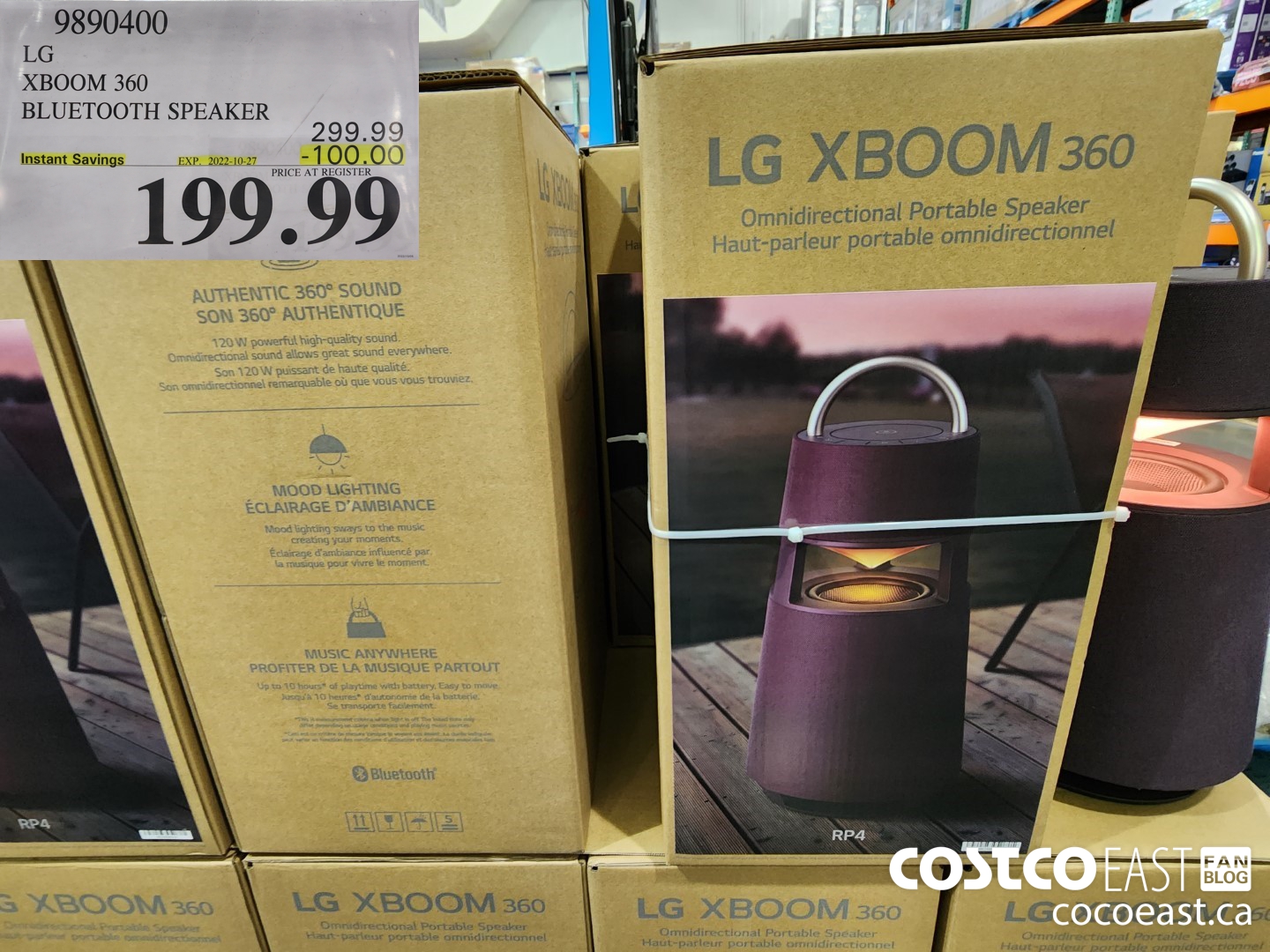 9890400 LG XBOOM 360 BLUETOOTH SPEAKER ($100.00 INSTANT SAVINGS EXPIRES ON 2022-10-27) $199.99