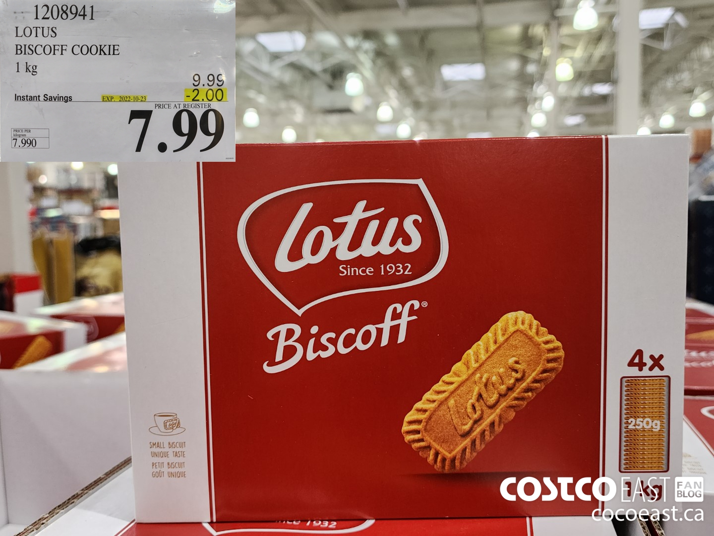 1208941 LOTUS BISCOFF COOKIE 4 X 250 G ($2.00 INSTANT SAVINGS EXPIRES ON 2022-10-23) $7.99