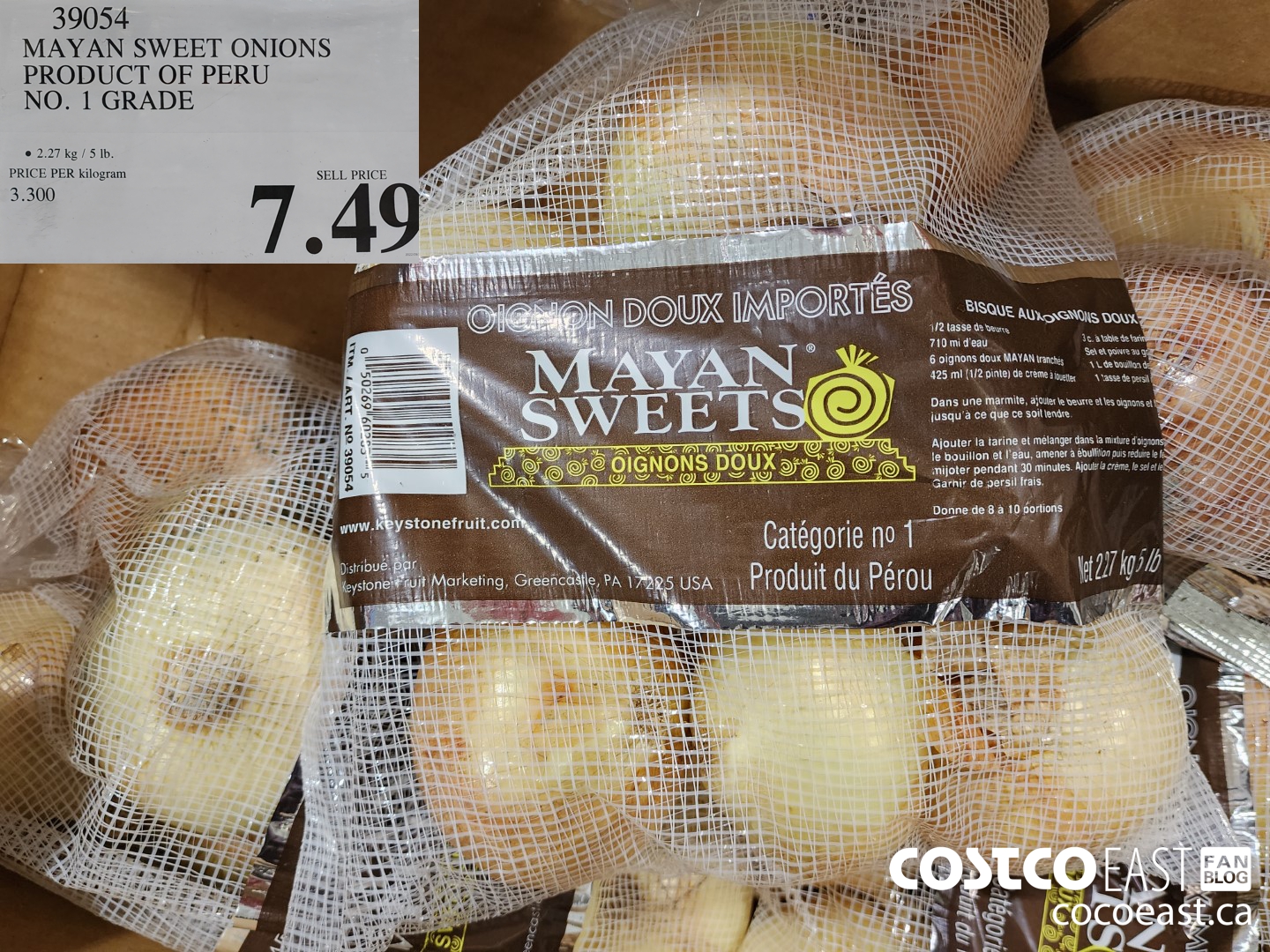 39054 MAYAN SWEET ONIONS PRODUCT OF PERU NO. 1 GRADE $7.49