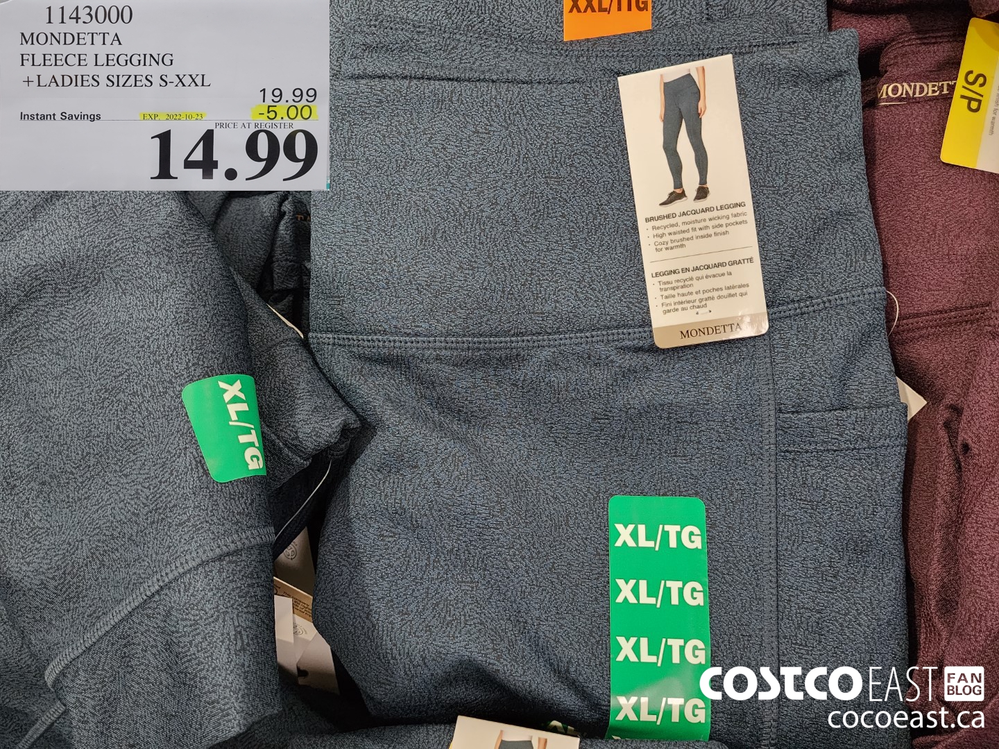 1143000 MONDETTA FLEECE LEGGING +LADIES SIZES S-XXL ($5.00 INSTANT SAVINGS EXPIRES ON 2022-10-23) $14.99