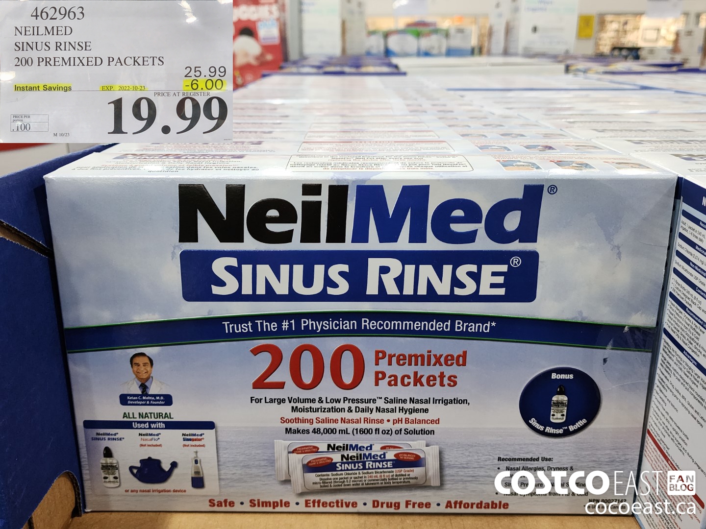 462963 NEILMED SINUS RINSE 200 PREMIXED PACKETS ($6.00 INSTANT SAVINGS EXPIRES ON 2022-10-23) $19.99