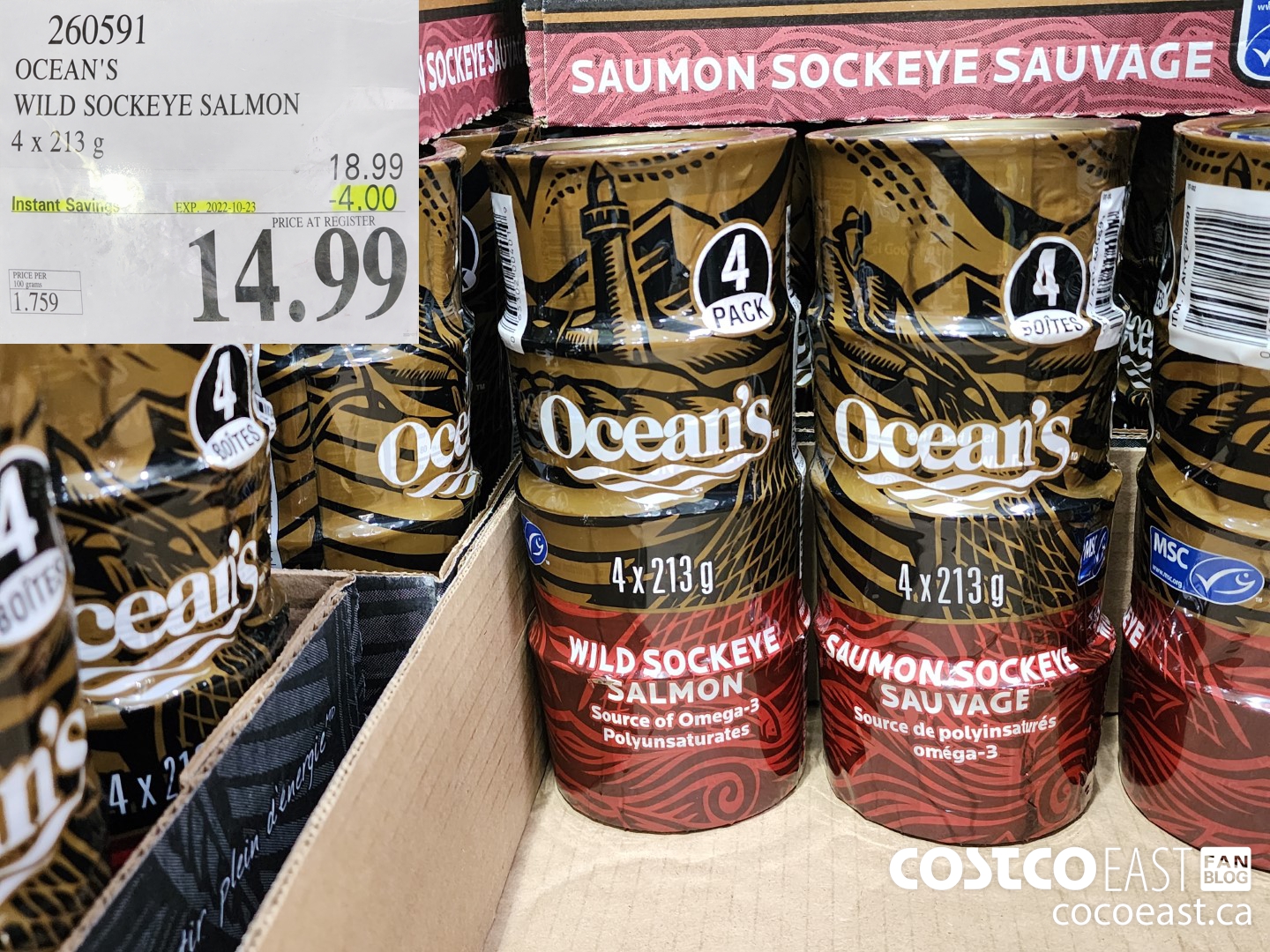260591 OCEAN'S WILD SOCKEYE SALMON 4 x 213 G ($4.00 INSTANT SAVINGS EXPIRES ON 2022-10-23) $14.99