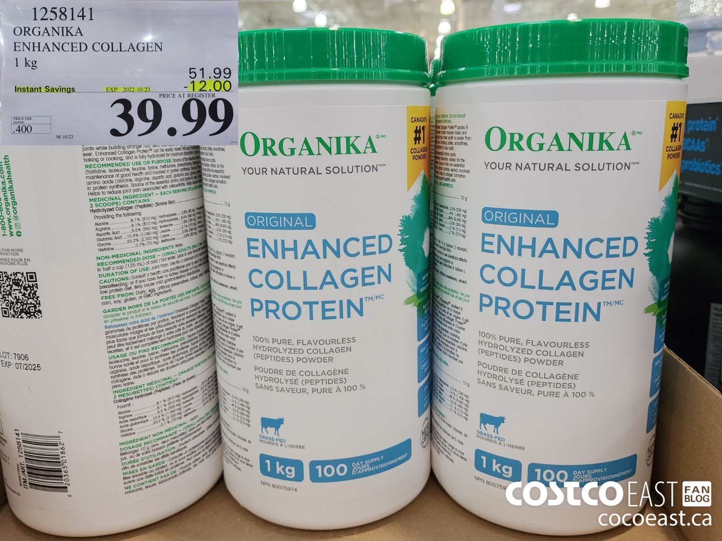 1258141 ORGANIKA ENHANCED COLLAGEN 1KG ($12.00 INSTANT SAVINGS EXPIRES ON 2022-10-23) $39.99