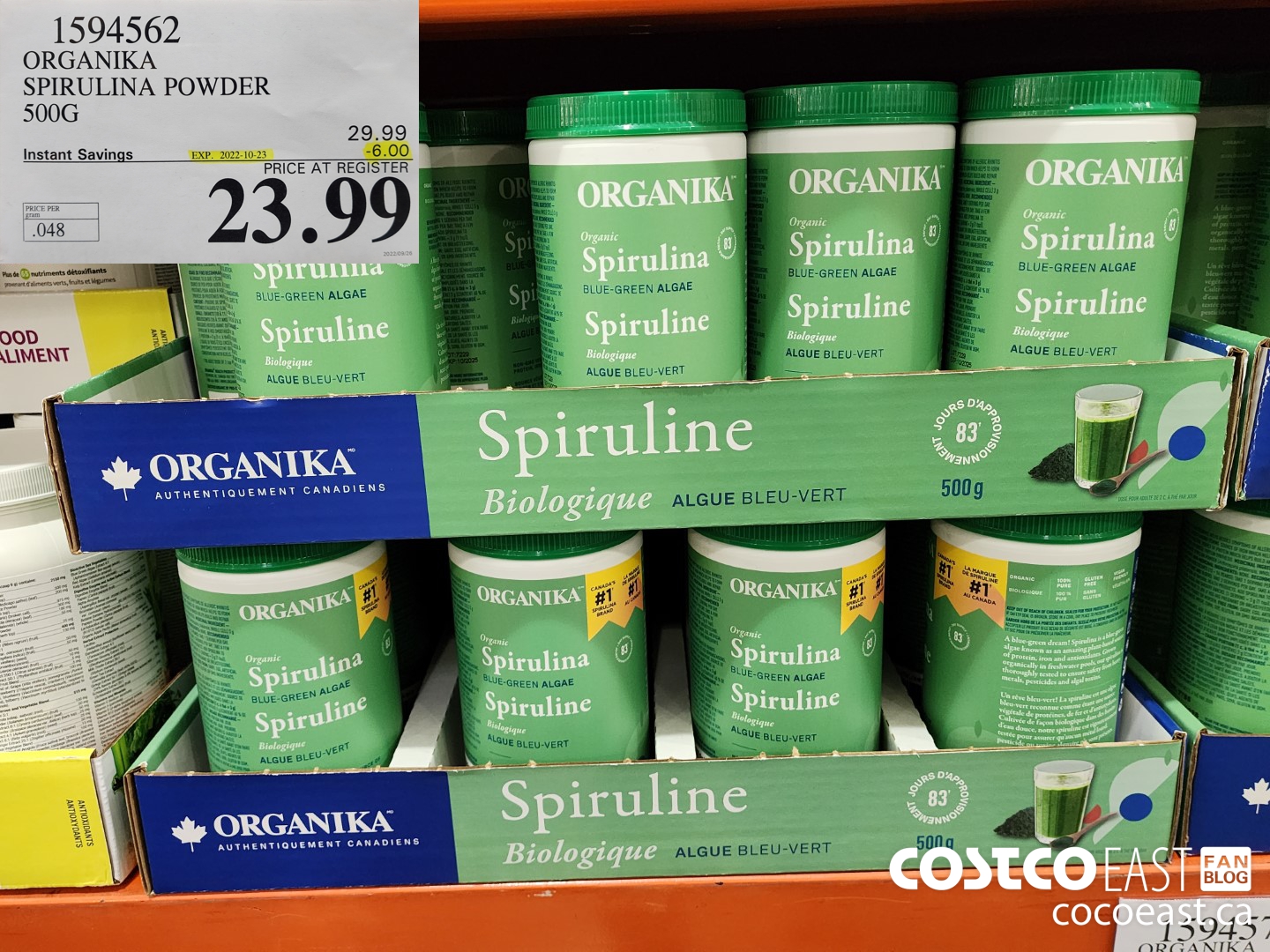 1594562 ORGANIKA SPIRULINA POWDER 500G ($6.00 INSTANT SAVINGS EXPIRES ON 2022-10-23) $23.99