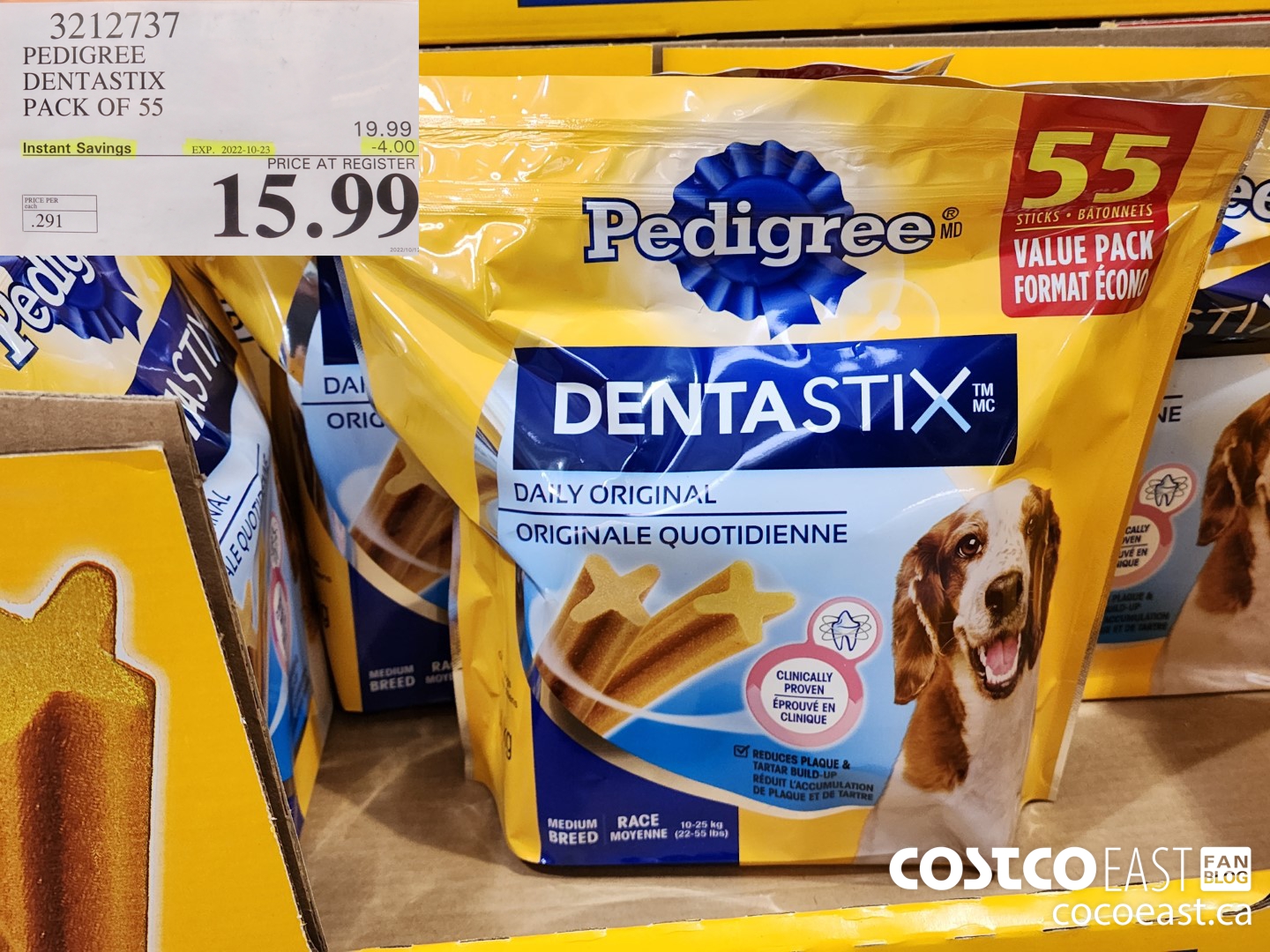 3212737 PEDIGREE DENTASTIX pack of 55 ($4.00 INSTANT SAVINGS EXPIRES ON 2022-10-23) $15.99