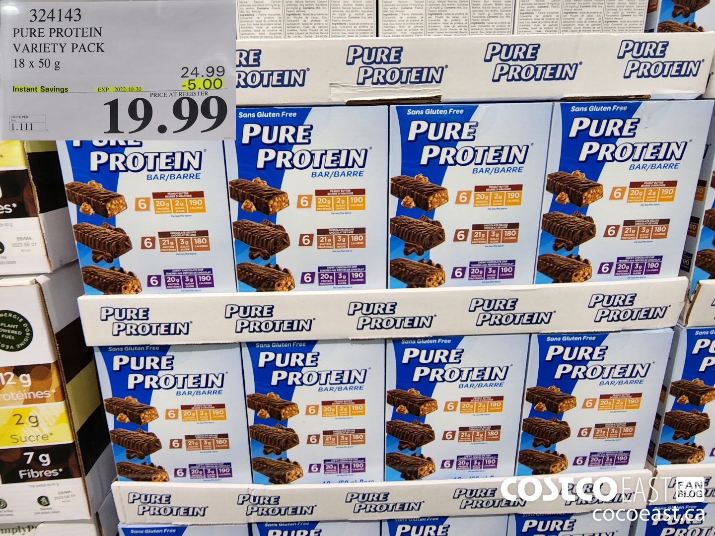 324143 PURE PROTEIN VARIETY PACK 18 x 50 g ($5.00 INSTANT SAVINGS EXPIRES ON 2022-10-30) $19.99
