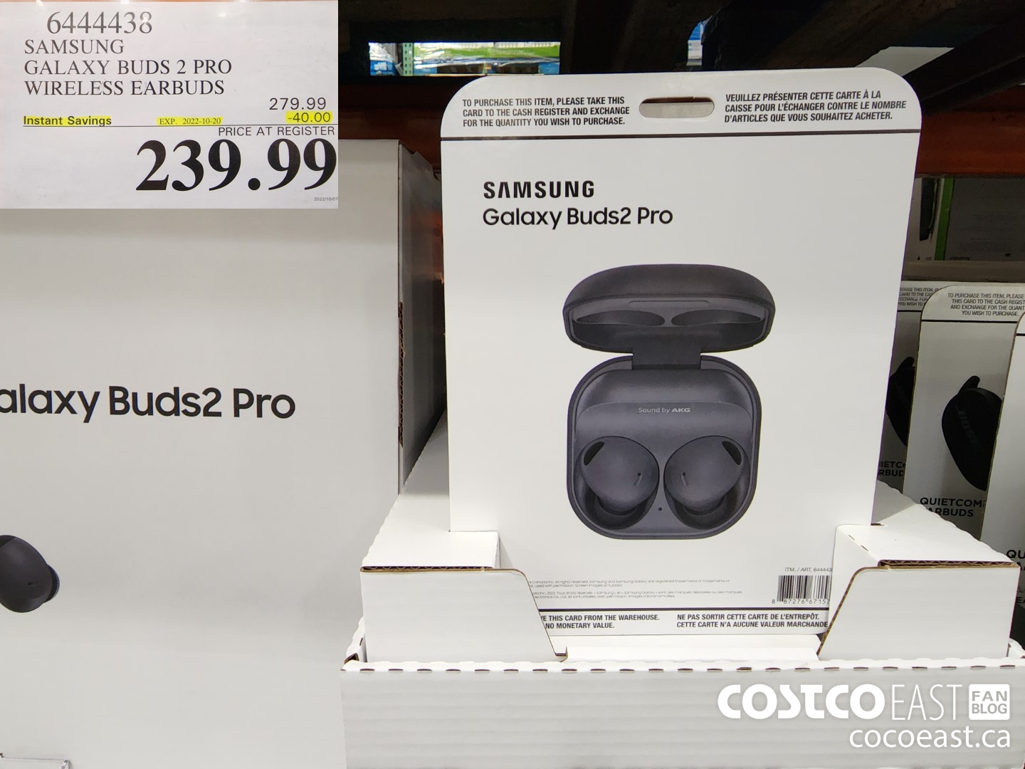 6444436 SAMSUNG GALAXY BUDS 2 PRO WIRELESS EARBUDS ($40.00 INSTANT SAVINGS EXPIRES ON 2022-10-20) $239.99