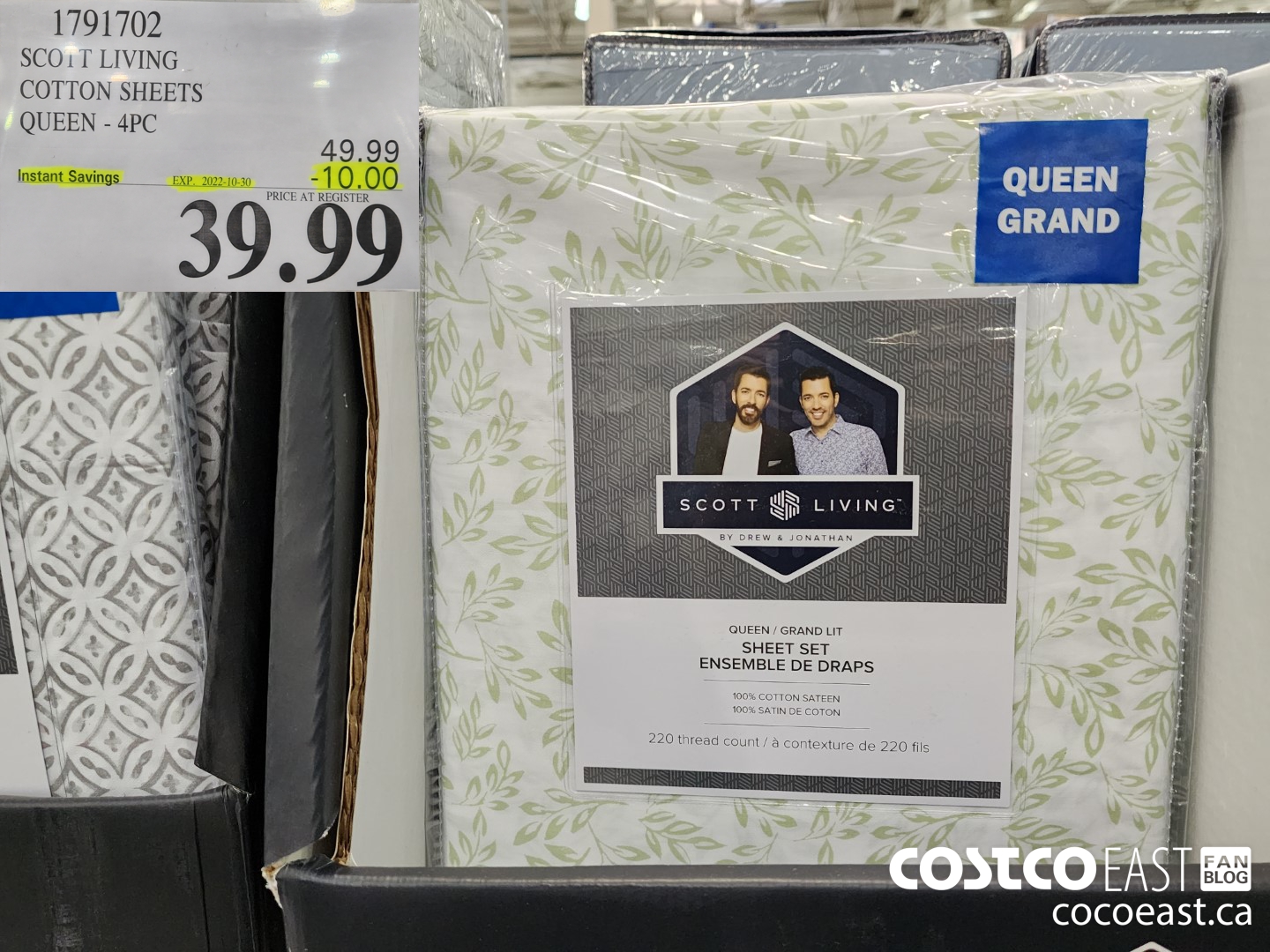 1791702 SCOTT LIVING COTTON SHEETS QUEEN - 4PC ($10.00 INSTANT SAVINGS EXPIRES ON 2022-10-30) $39.99