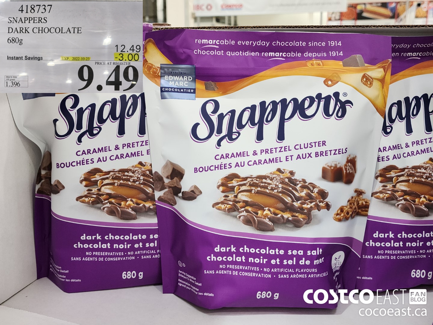 418737 SNAPPERS DARK CHOCOLATE CARAMEL 680g ($3.00 INSTANT SAVINGS EXPIRES ON 2022-10-23) $9.49