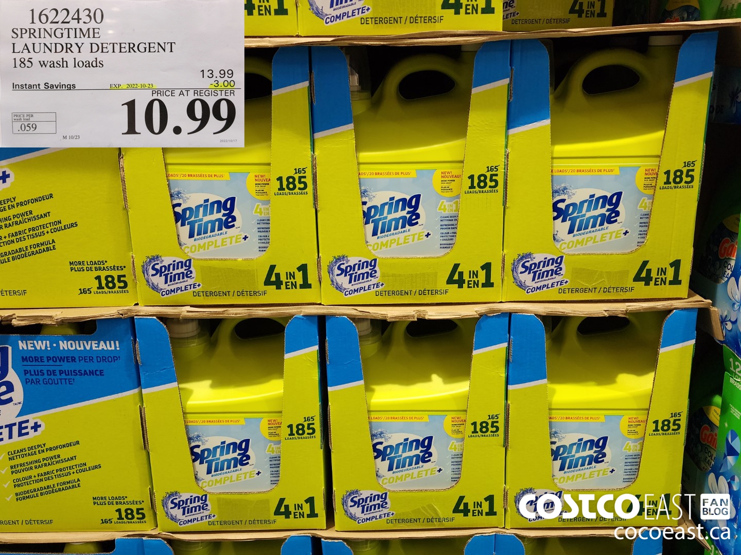 1622430 SPRINGTIME LAUNDRY DETERGENT 185 wash loads ($3.00 INSTANT SAVINGS EXPIRES ON 2022-10-23) $10.99