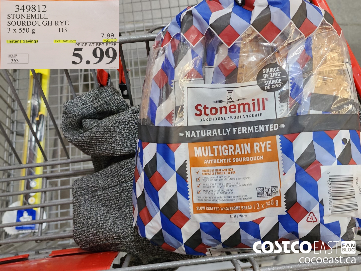 349812 STONEMILL SOURDOUGH RYE 3 X 550 G ($2.00 INSTANT SAVINGS EXPIRES ON 2022-10-23) $5.99