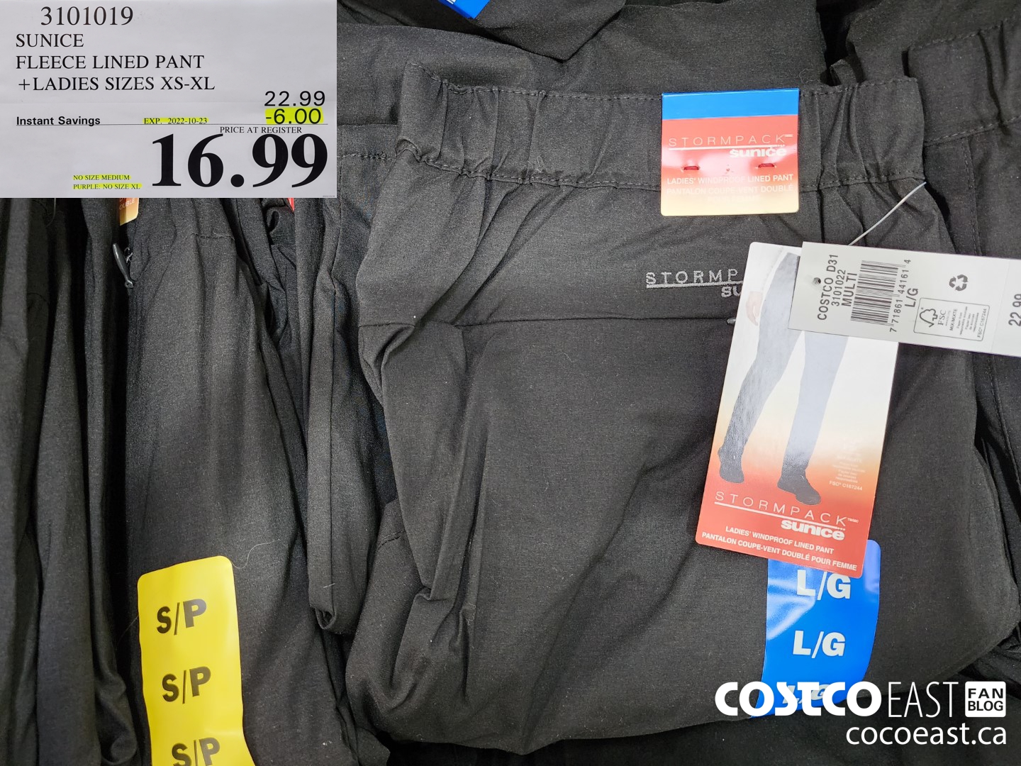 3101019 SUNICE FLEECE LINED PANT LADIES SIZES XS-XL ($6.00 INSTANT SAVINGS EXPIRES ON 2022-10-23) $16.99