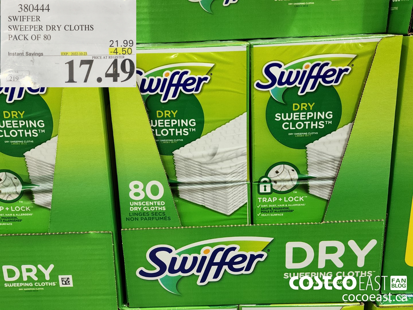 380444 SWIFFER SWEEPER DRY CLOTHS PACK OF 80 ($4.50 INSTANT SAVINGS EXPIRES ON 2022-10-23) $17.49