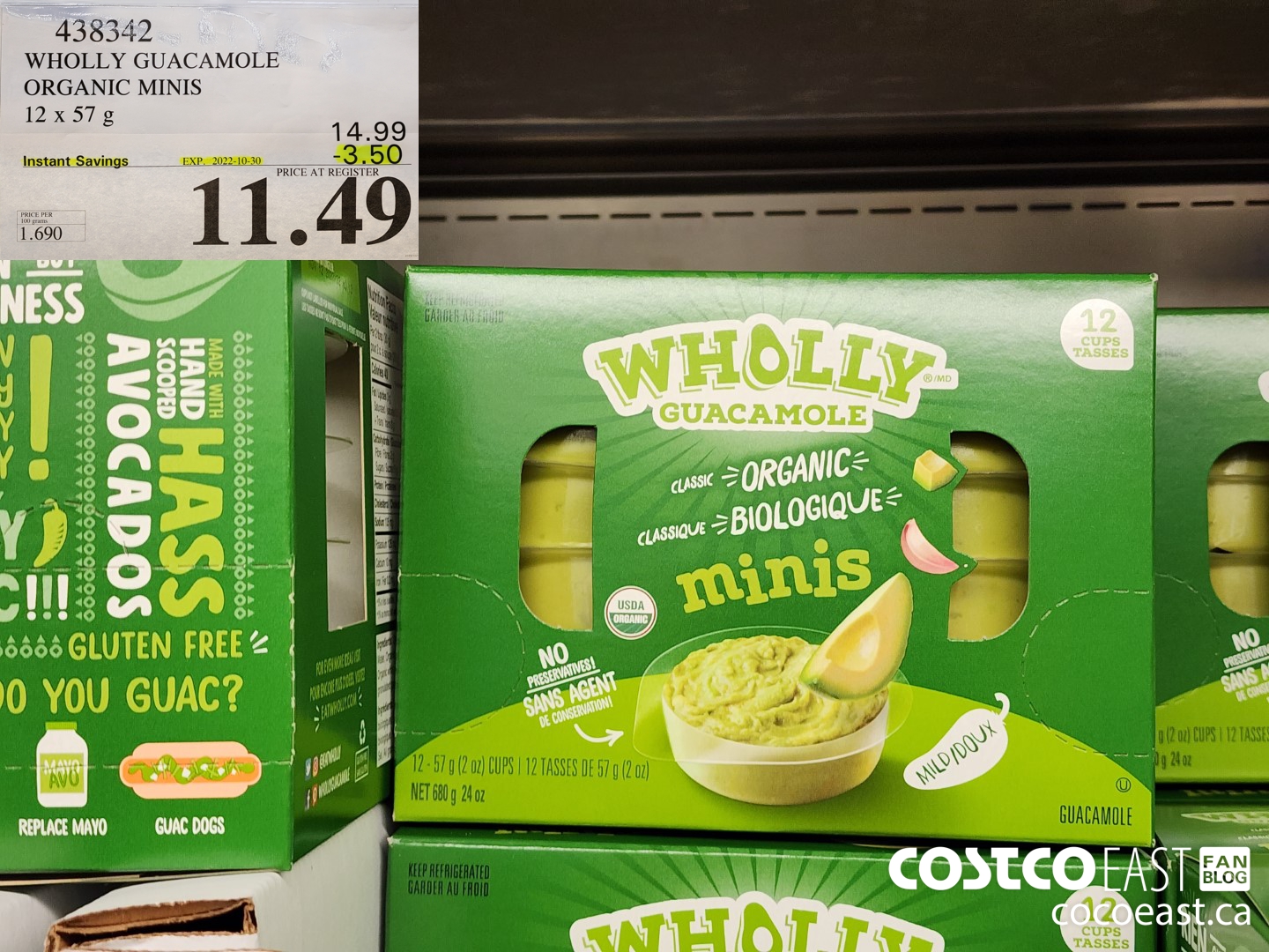 438342 WHOLLY GUACAMOLE ORGANIC MINIS 12 X 57 G ($3.50 INSTANT SAVINGS EXPIRES ON 2022-10-30) $11.49