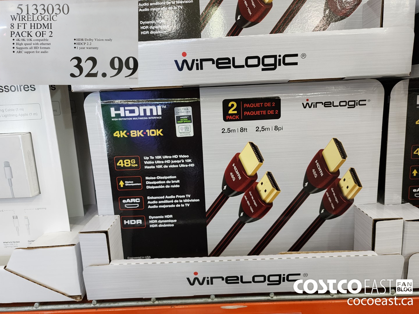 5133030 WIRELOGIC 8 FT HDMI PACK OF 2  $32.99