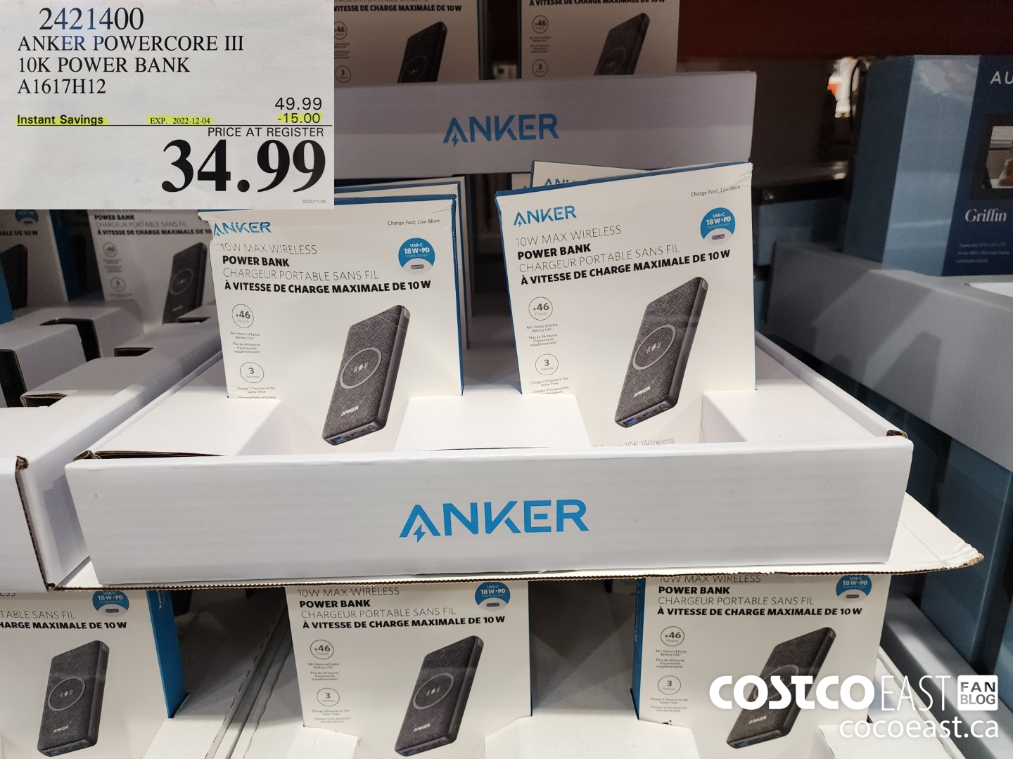 2421400 ANKER POWERCORE III 10K POWER BANK A1617H12 ($15.00 INSTANT SAVINGS EXPIRES ON 2022-12-04) $34.99