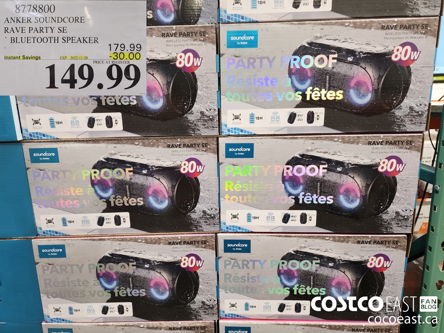 8778800 ANKER SOUNDCORE RAVE PARTY SE BLUETOOTH SPEAKER ($30.00 INSTANT SAVINGS EXPIRES ON 2022-11-27) $149.99