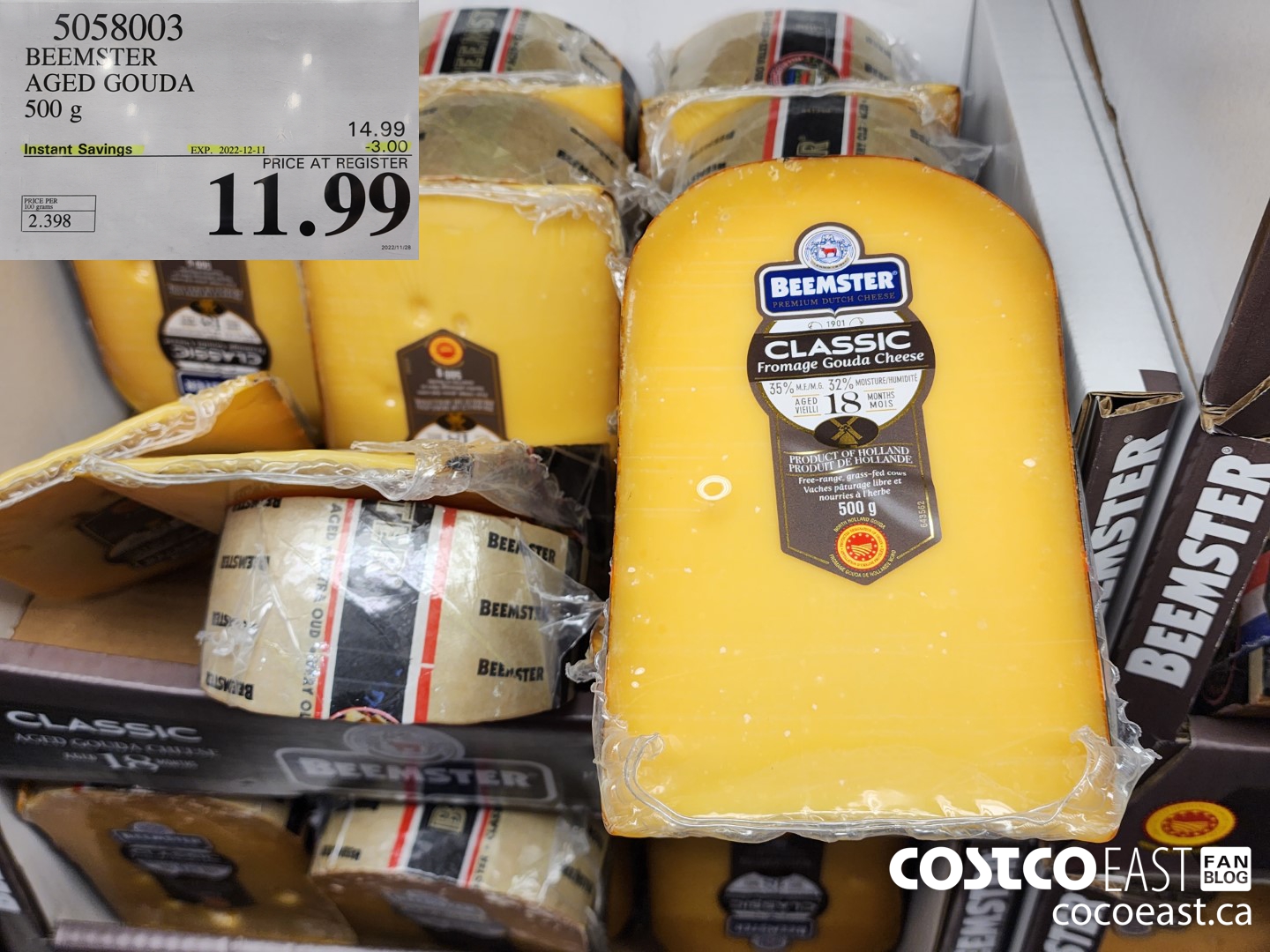 5058003 BEEMSTER AGED GOUDA 500 g ($3.00 INSTANT SAVINGS EXPIRES ON 2022-12-11) $11.99