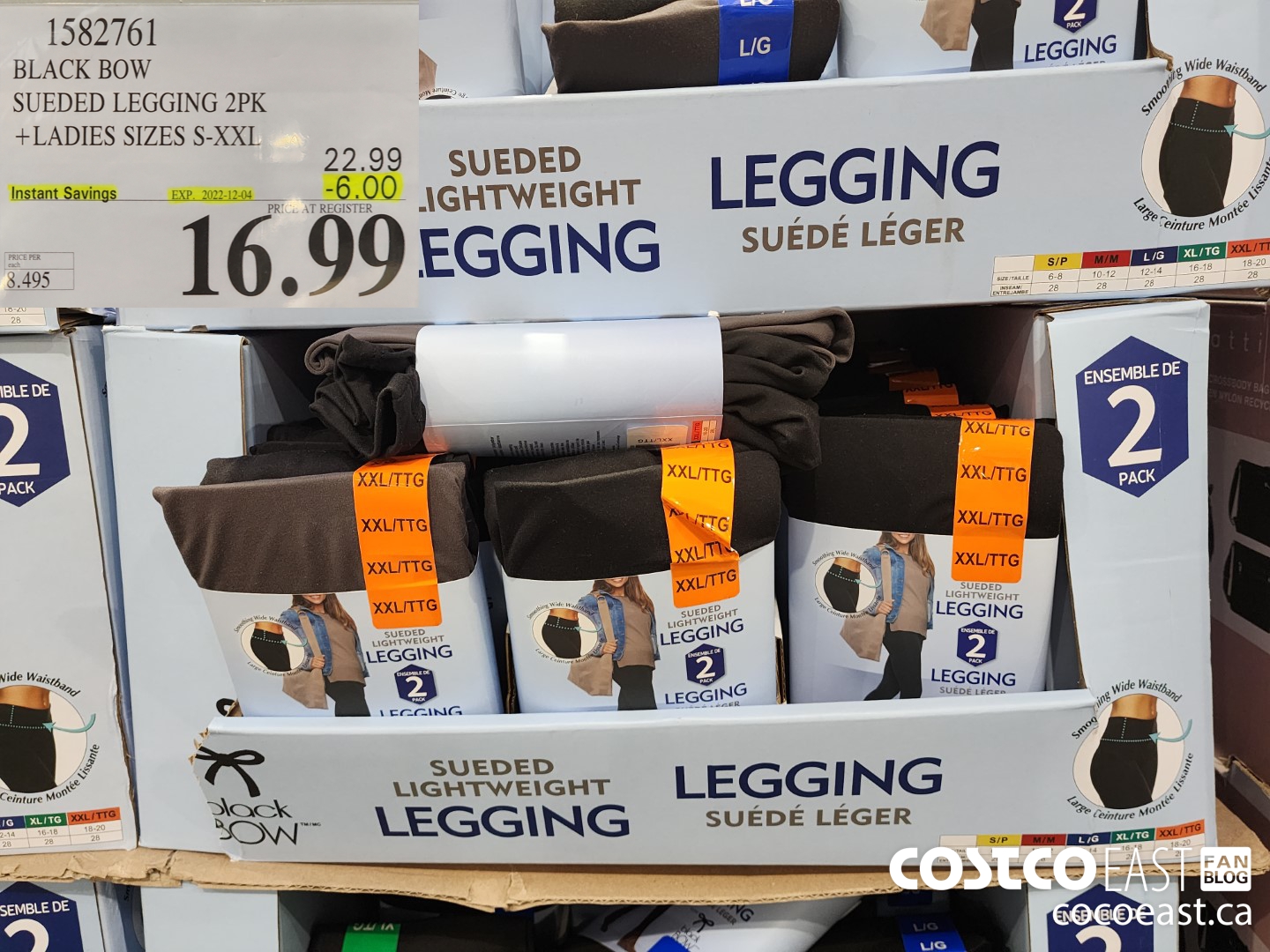 1582761 BLACK BOW SUEDED LEGGING 2PK +LADIES SIZES S-XXL ($6.00 INSTANT SAVINGS EXPIRES ON 2022-12-04) $16.99