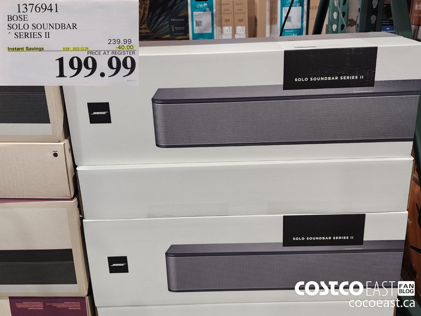 1376941 BOSE SOLO SOUNDBAR SERIES II ($40.00 INSTANT SAVINGS EXPIRES ON 2022-12-29) $199.99