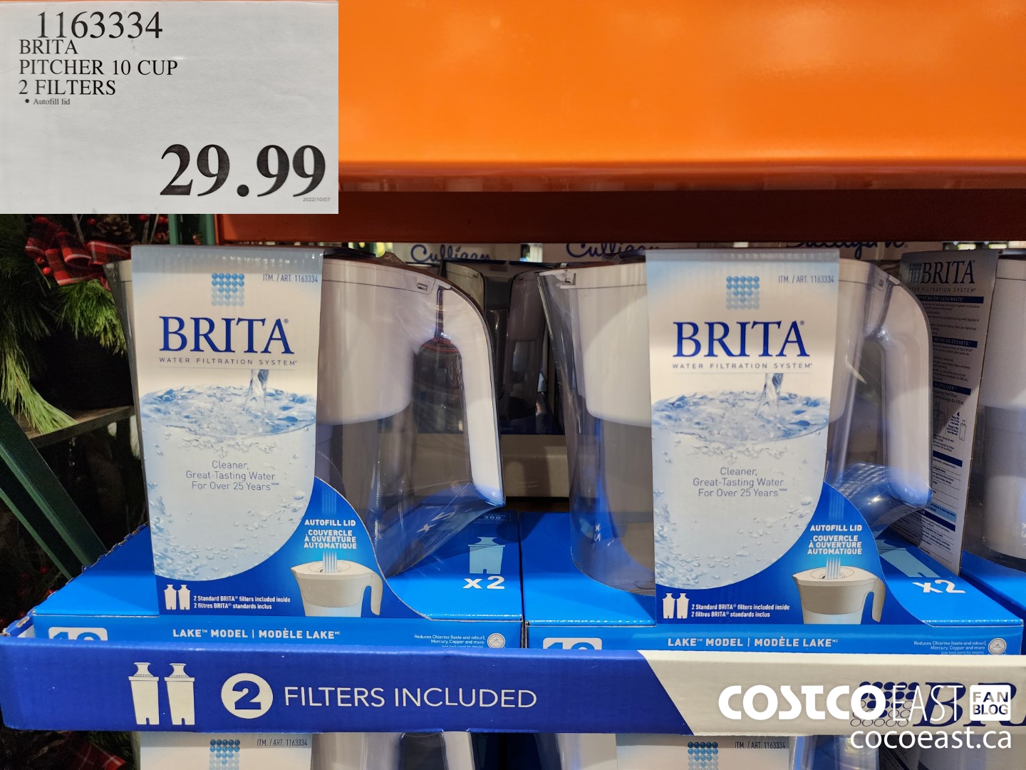 1163334 BRITA PITCHER 10 CUP 2 FILTERS $29.99