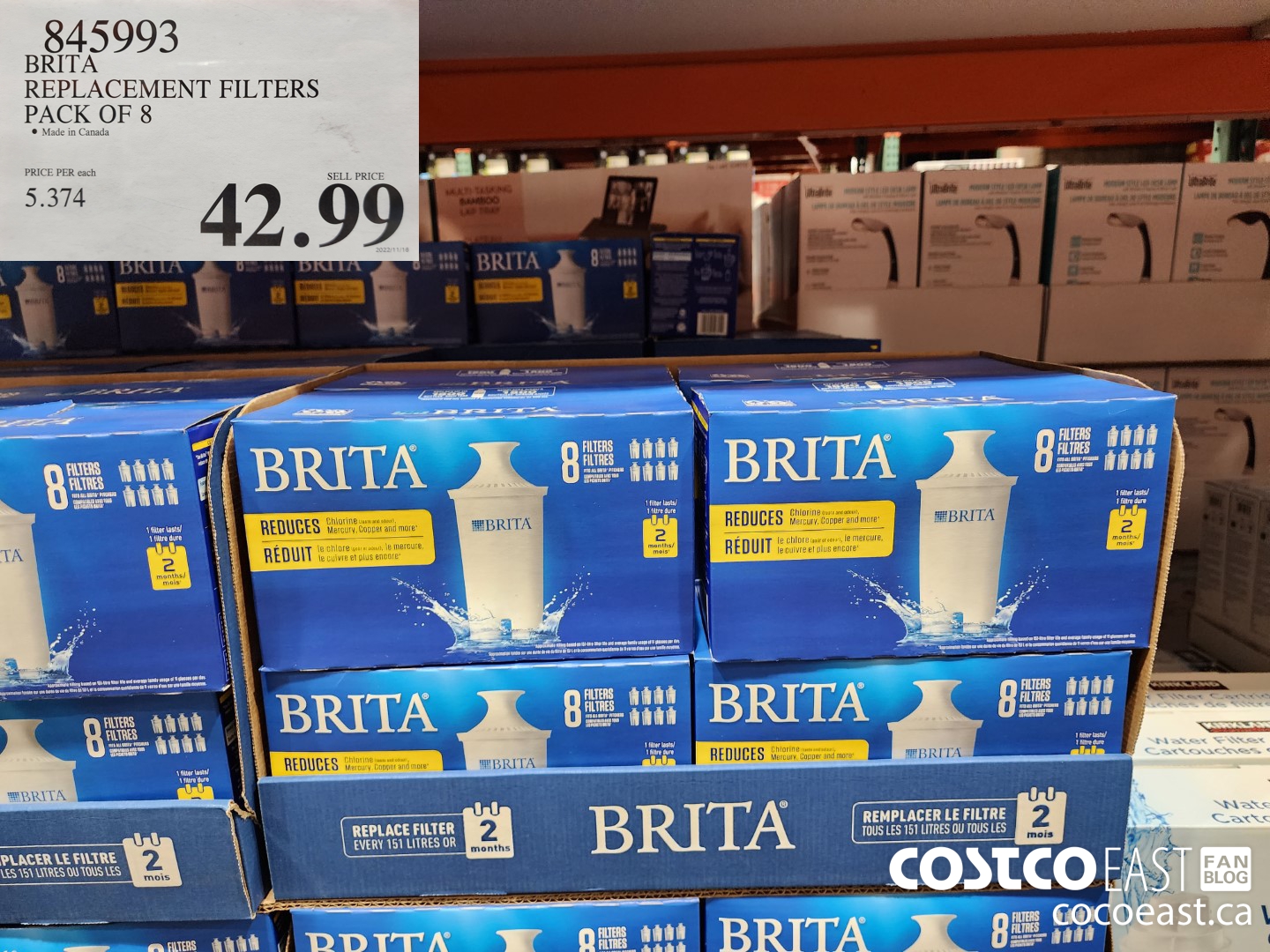 845993 BRITA REPLACEMENT FILTERS PACK OF 8 $42.99