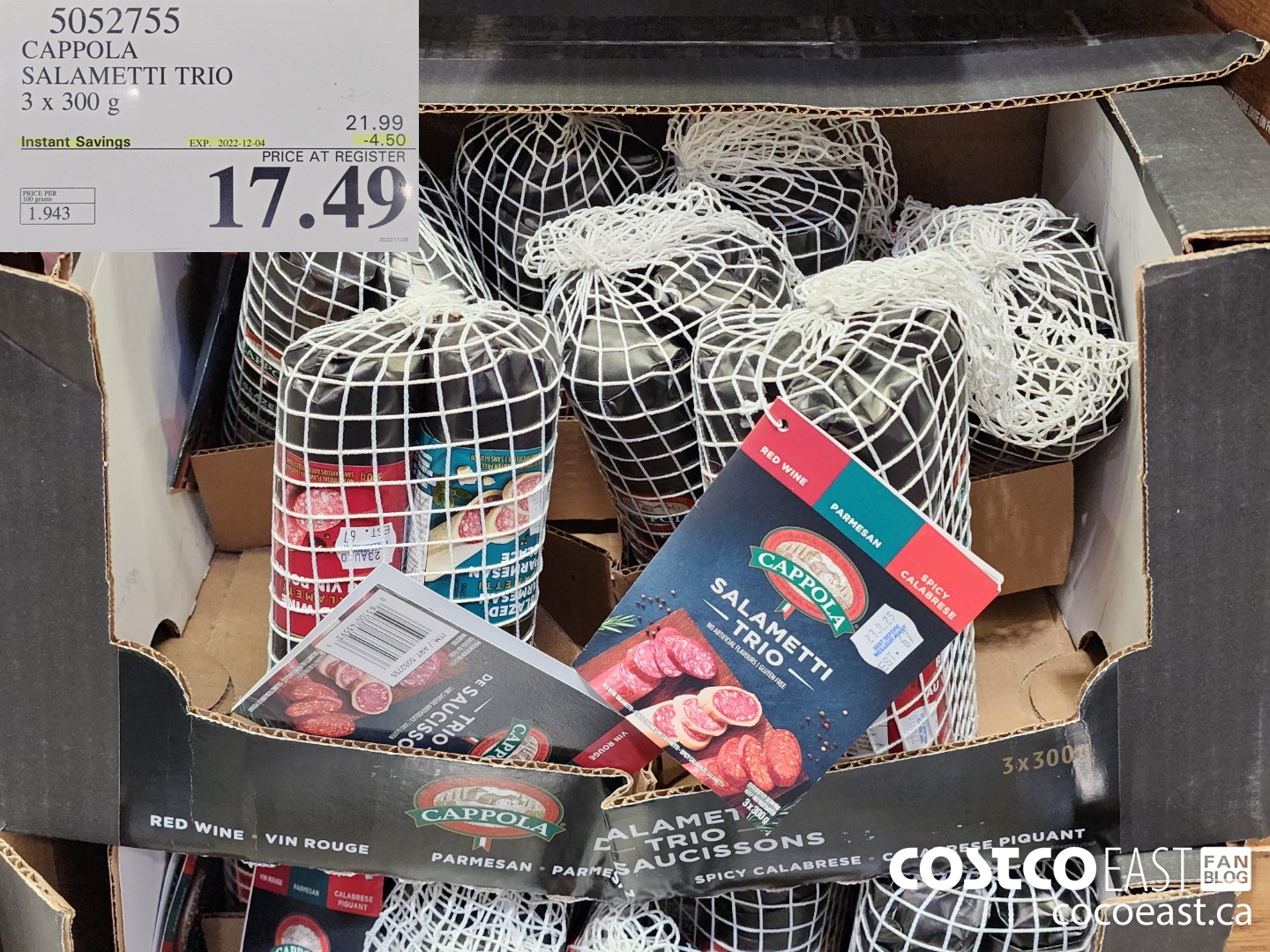 5052755 CAPPOLA SALAMETTI TRIO 3 x 300 g ($4.50 INSTANT SAVINGS EXPIRES ON 2022-12-04) $17.49