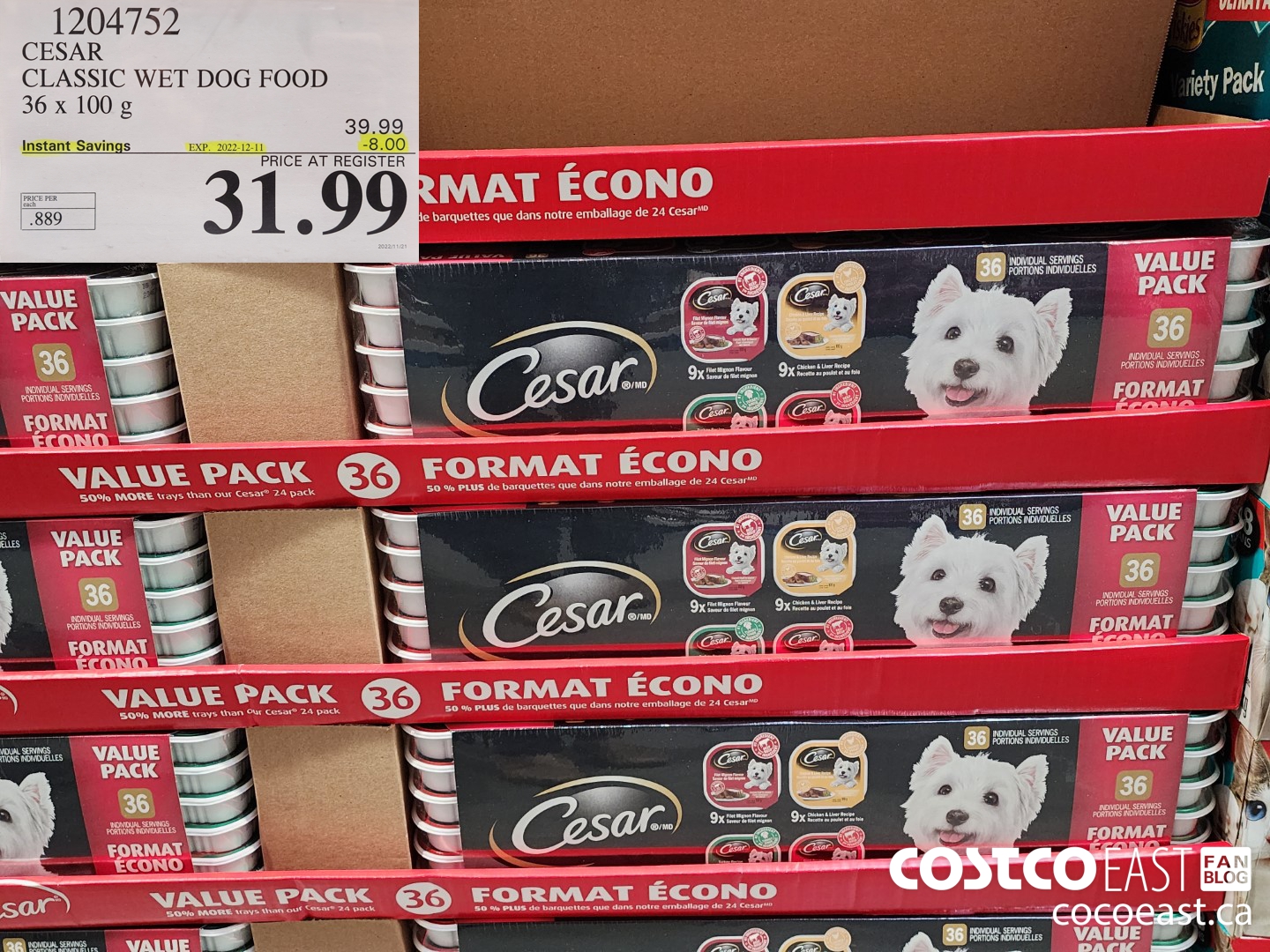 1204752 CESAR CLASSIC WET DOG FOOD 36 x 100 g ($8.00 INSTANT SAVINGS EXPIRES ON 2022-12-11) $31.99