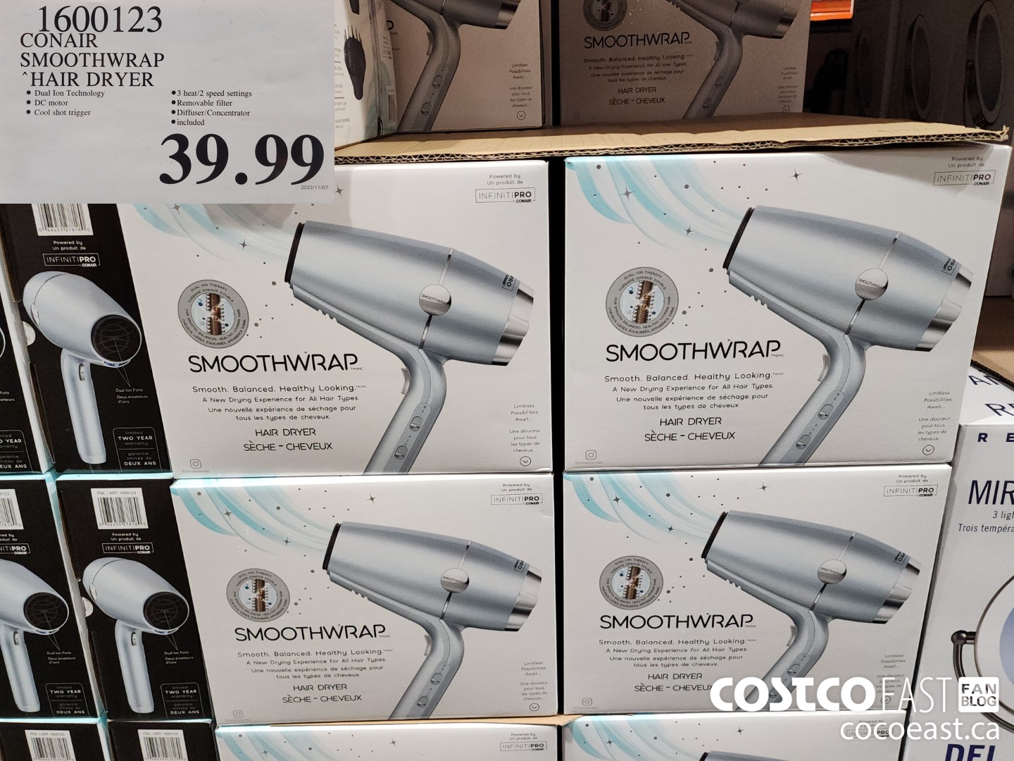 1600123 CONAIR SMOOTHWRAP HAIR DRYER $39.99