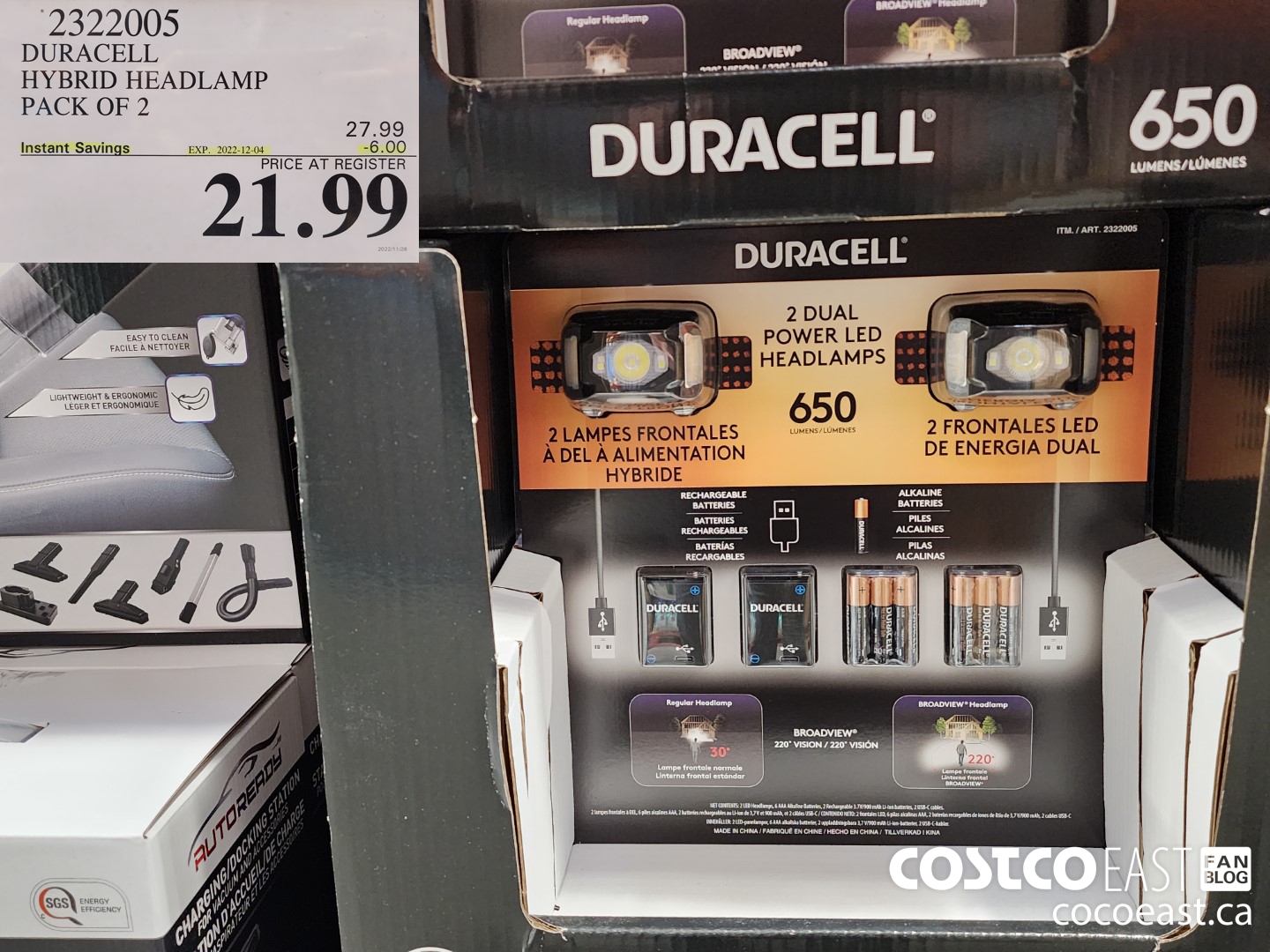 2322005 DURACELL HYBRID HEADLAMP PACK OF 2 ($6.00 INSTANT SAVINGS EXPIRES ON 2022-12-04) $21.99