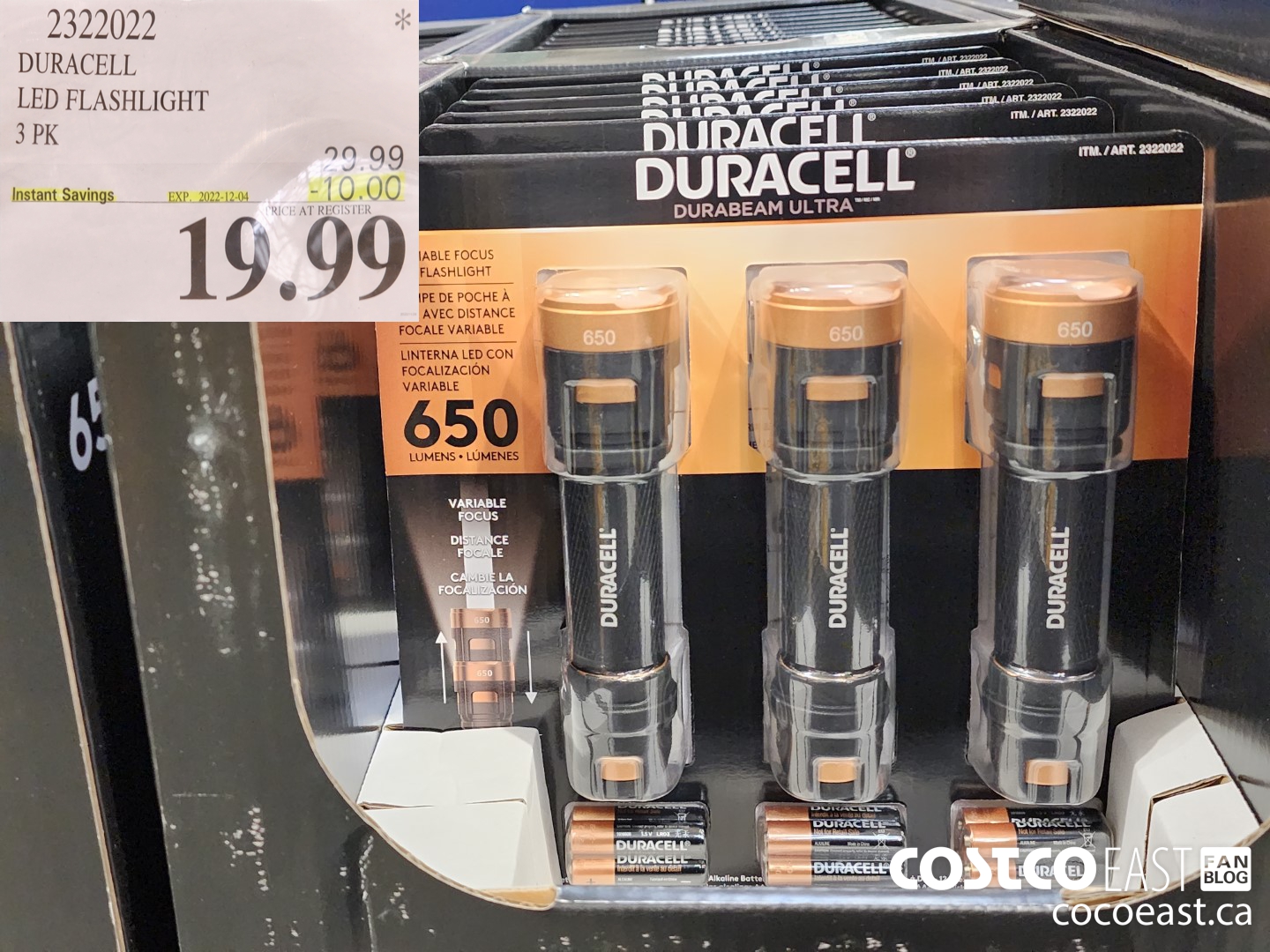 2322022 DURACELL LED FLASHLIGHT 3 PK ($10.00 INSTANT SAVINGS EXPIRES ON 2022-12-04) $19.99