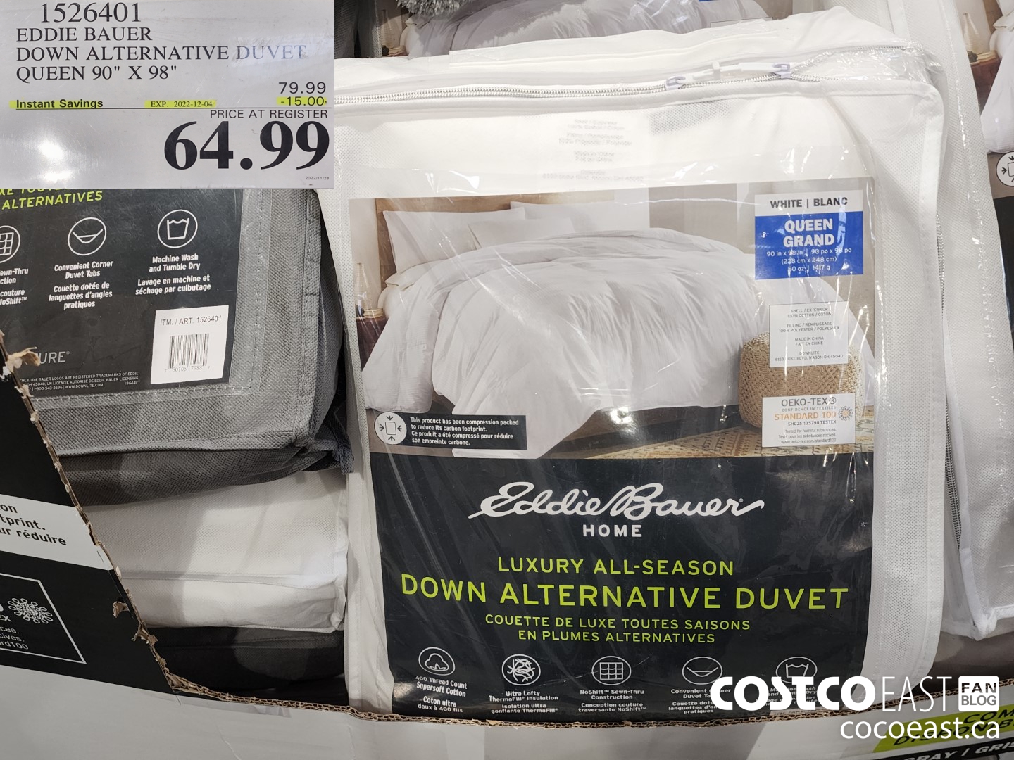 1526401 EDDIE BAUER DOWN ALTERNATIVE DUVET QUEEN 90