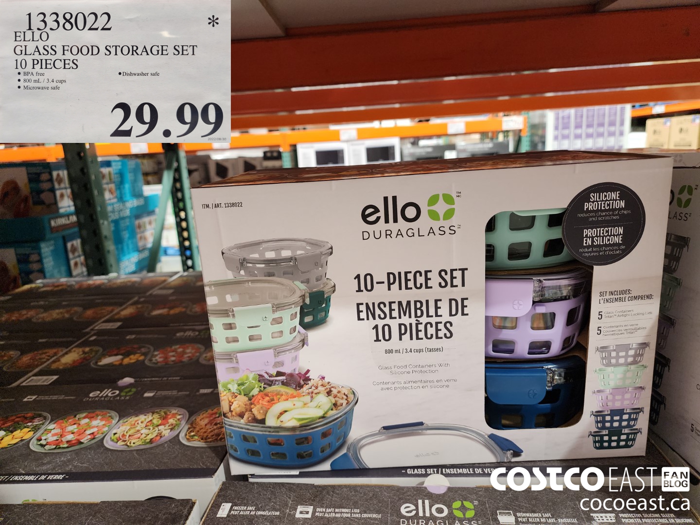 1338022 ELLO GLASS FOOD STORAGE SET 10 PIECES $29.99