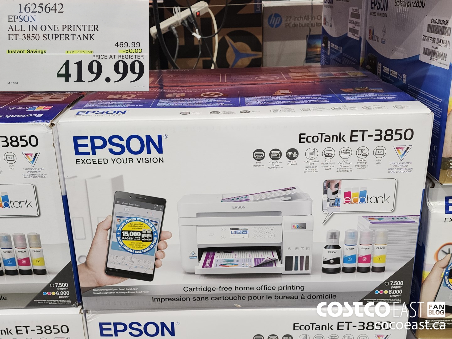 1625642 EPSON ALL IN ONE PRINTER ET-3850 Supertank ($50.00 INSTANT SAVINGS EXPIRES ON 2022-12-08) $419.99