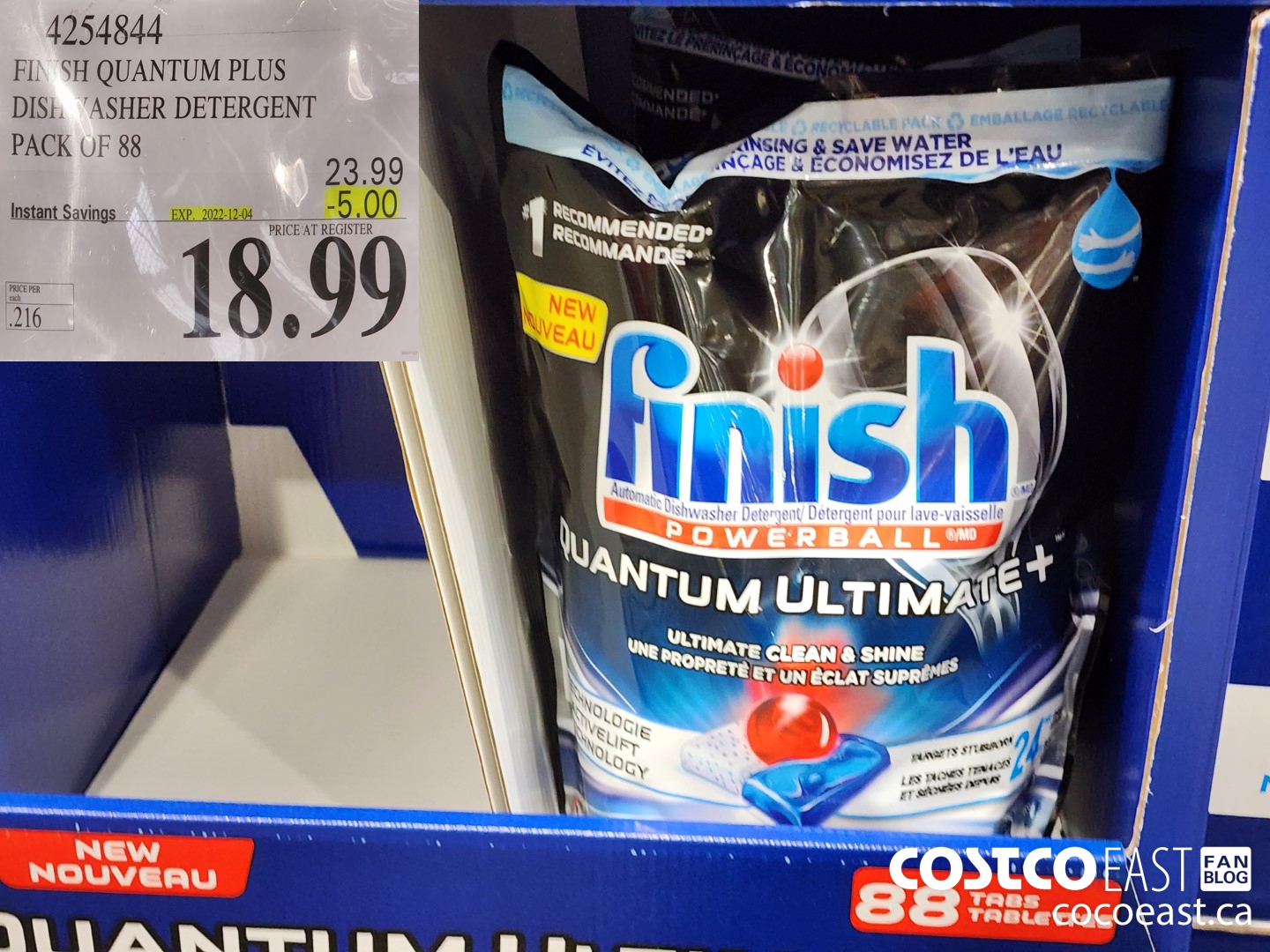 4254844 FINISH QUANTUM PLUS DISHWASHER DETERGENT 88 tabs ($5.00 INSTANT SAVINGS EXPIRES ON 2022-12-04) $18.99