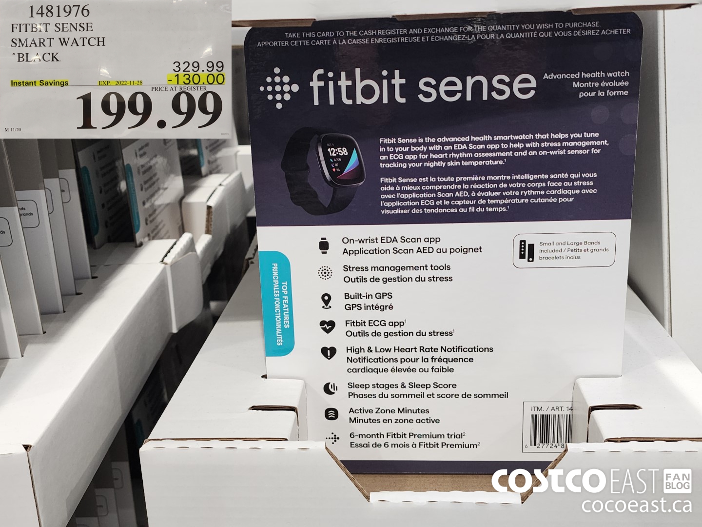 1481976 FITBIT SENSE SMART WATCH “BLACK ($130.00 INSTANT SAVINGS EXPIRES ON 2022-11-28) $199.99