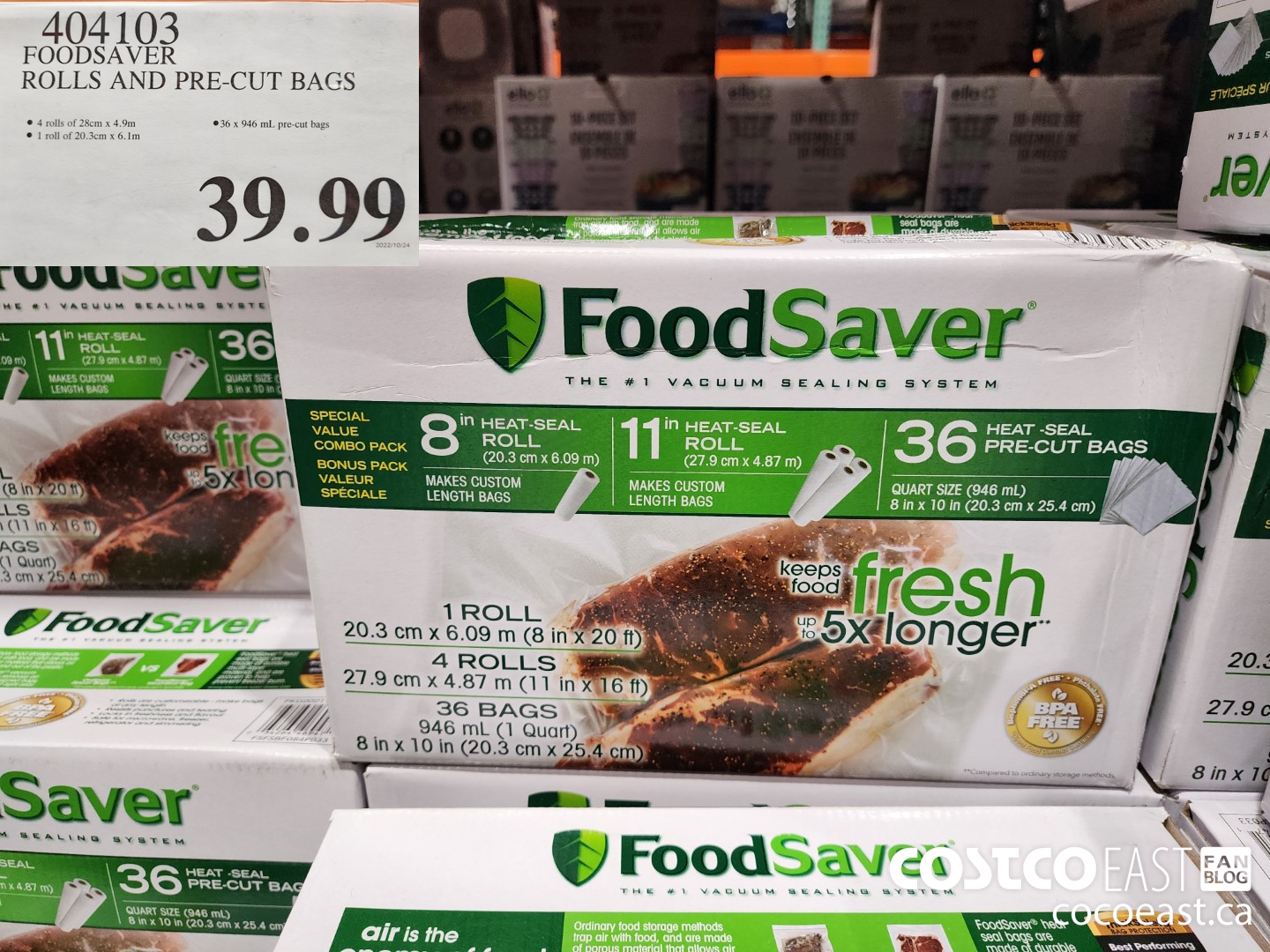 404103 FOODSAVER ROLLS AND PRE-CUT BAGS $39.99