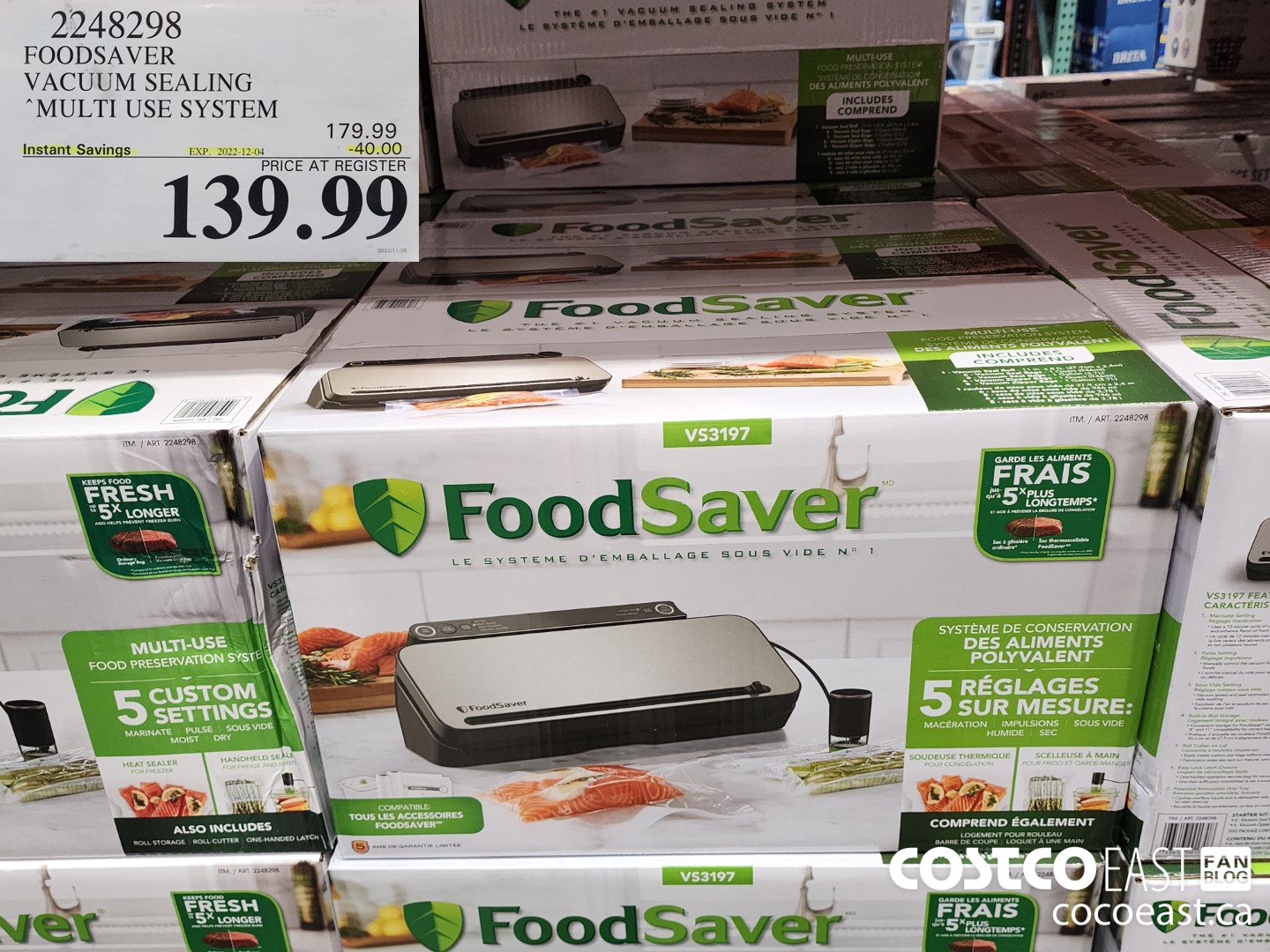 2248298 FOODSAVER VACUUM SEALING “MULTI USE SYSTEM ($40.00 INSTANT SAVINGS EXPIRES ON 2022-12-04) $139.99