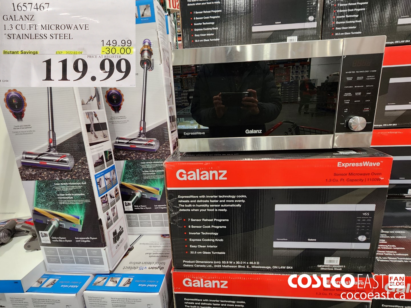 1657467 GALANZ 1.3 CU.PT MICROWAVE STAINLESS STEEL ($30.00 INSTANT SAVINGS EXPIRES ON 2022-12-04) $119.99