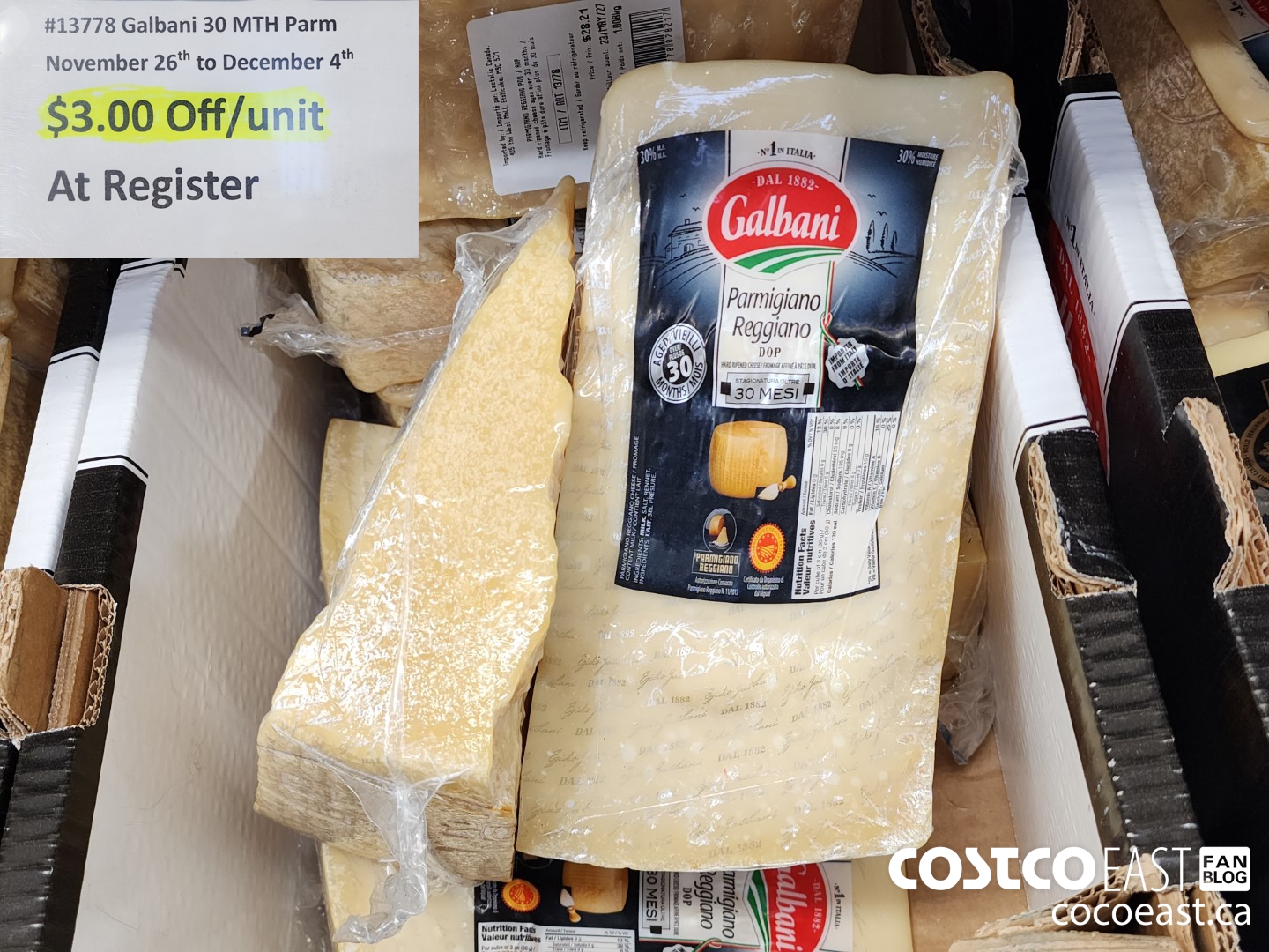 13778 GALBANI PARMIGIANO REGGIANO 30 MONTH PRICE PER KG ($3.00 INSTANT SAVINGS)