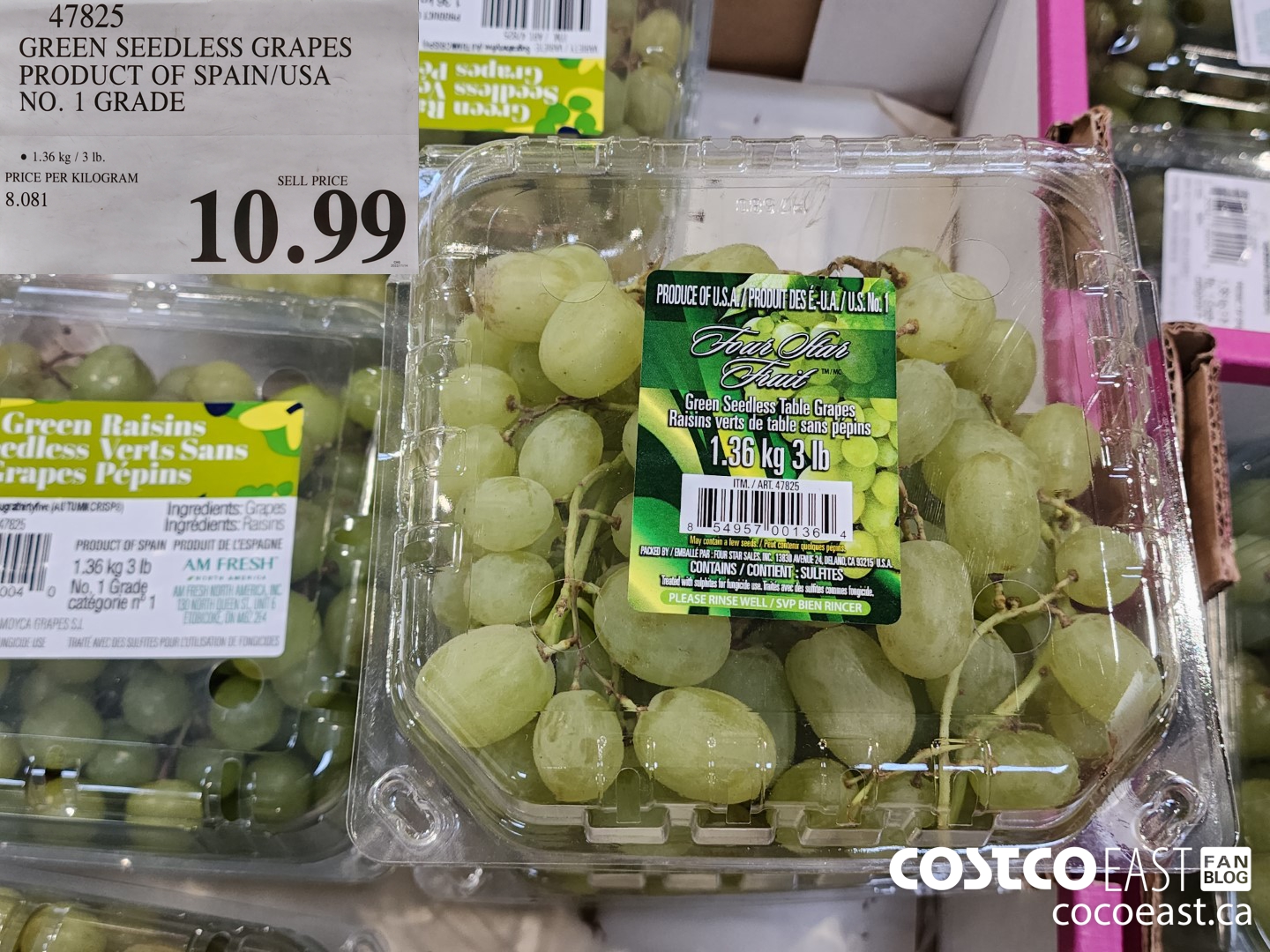 47825 GREEN SEEDLESS GRAPES PRODUCT OF SPAIN/USA NO. 1 GRADE $10.99