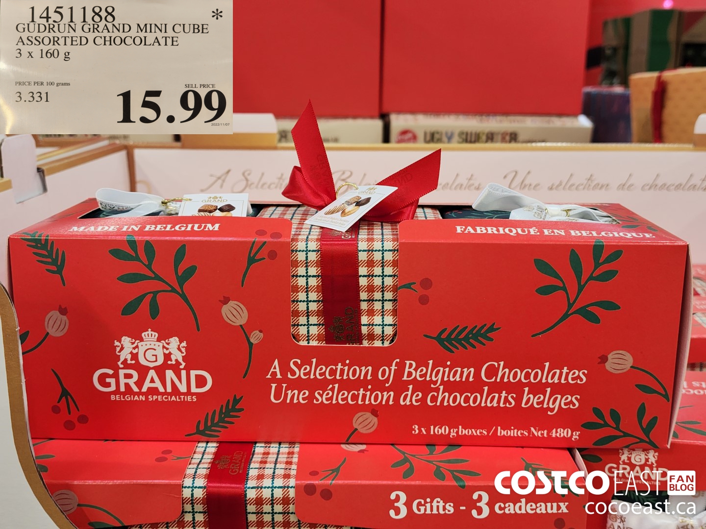1451188 GUDRUN GRAND MINI CUBE ASSORTED CHOCOLATE 3 PACK 480 G $15.99