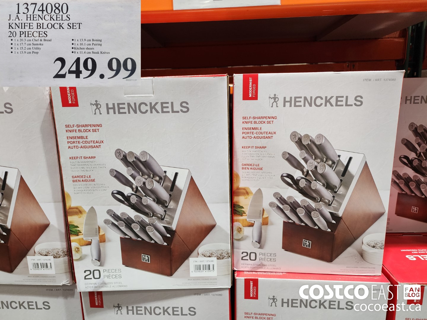 1374080 HENCKELS KNIFE BLOCK SET 20 PRICE  $249.99