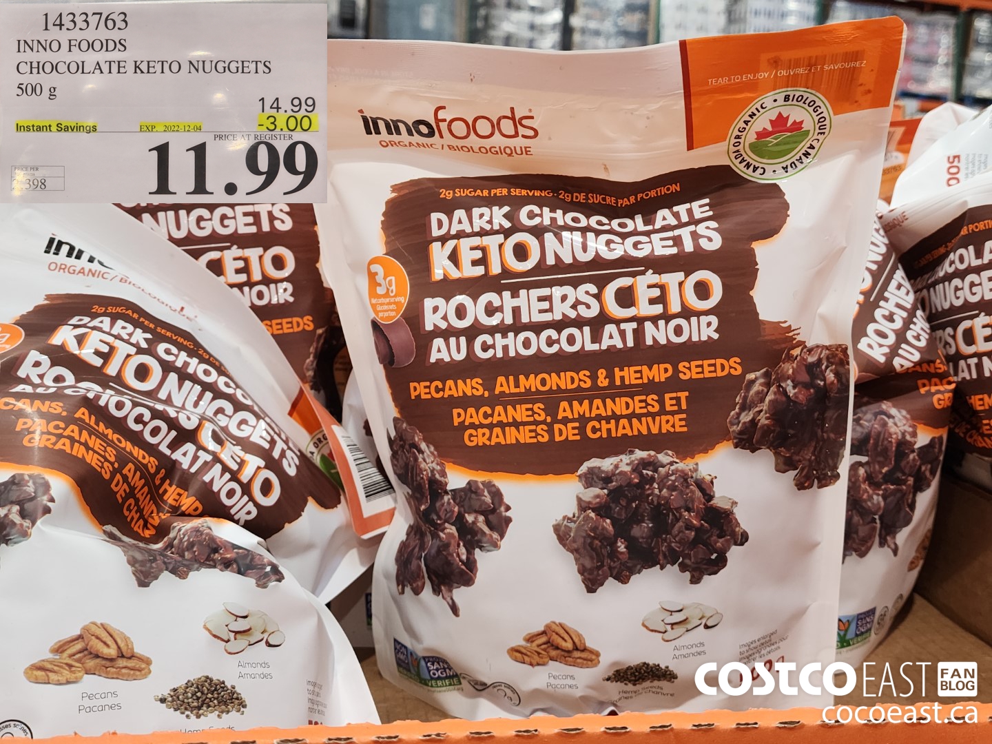 1433763 INNO FOODS CHOCOLATE KETO NUGGETS 500 G ($3.00 INSTANT SAVINGS EXPIRES ON 2022-12-04) $11.99