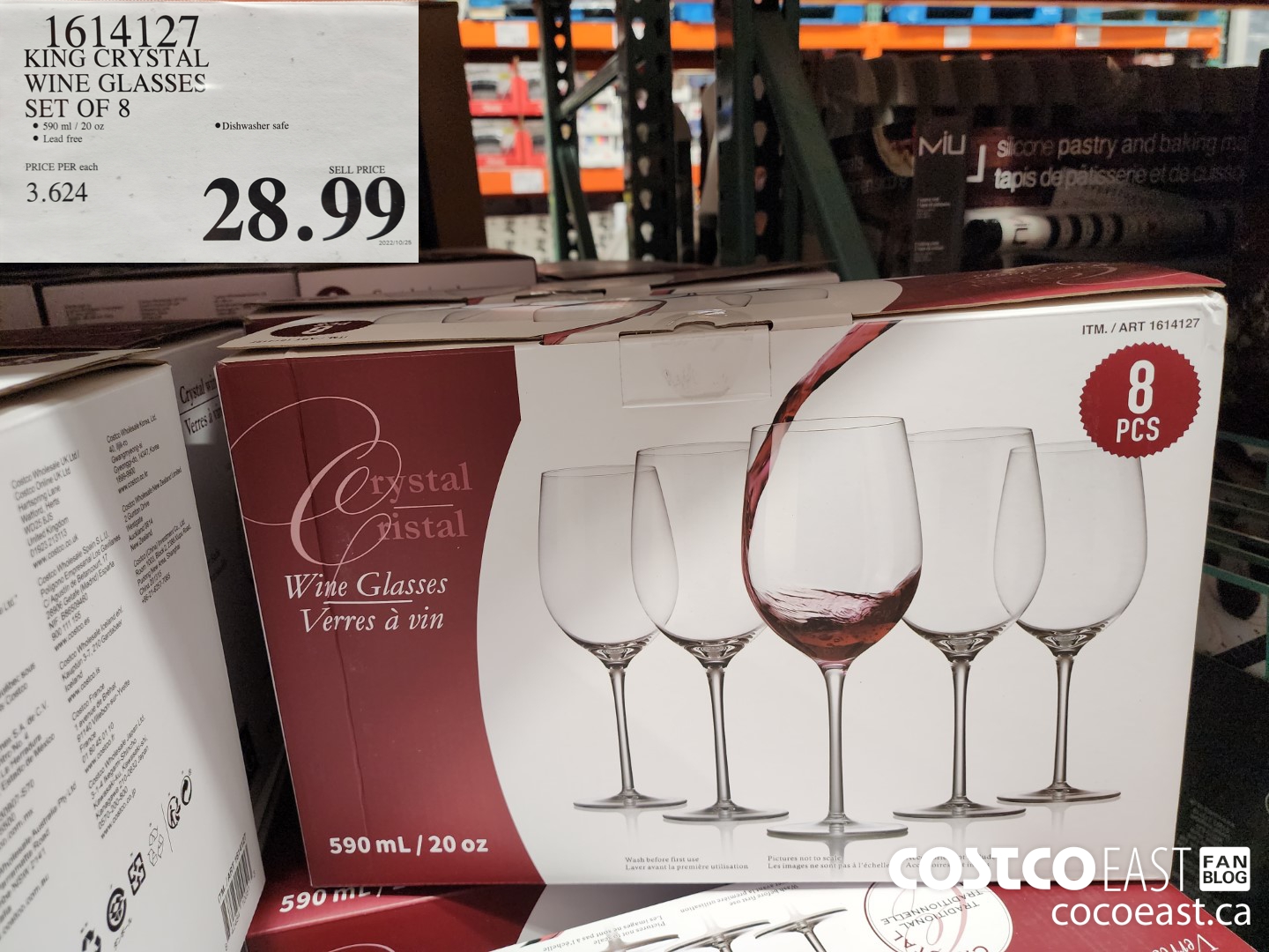 1614127 KING CRYSTAL WINE GLASSES SET OF 8 $28.99