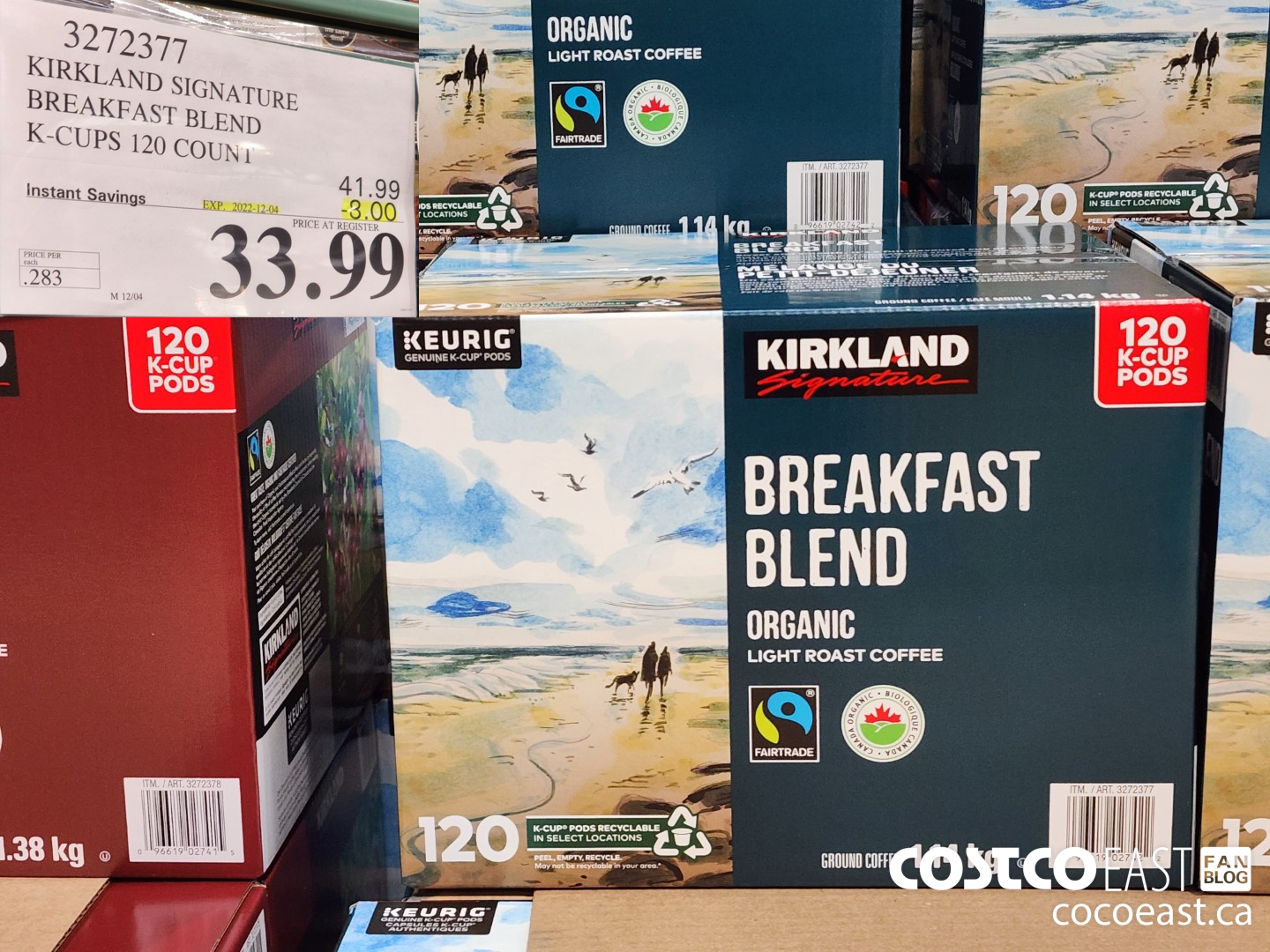 3272377 KIRKLAND SIGNATURE BREAKFAST BLEND K-CUPS 120 COUNT ($3.00 INSTANT SAVINGS EXPIRES ON 2022-12-04) $33.99