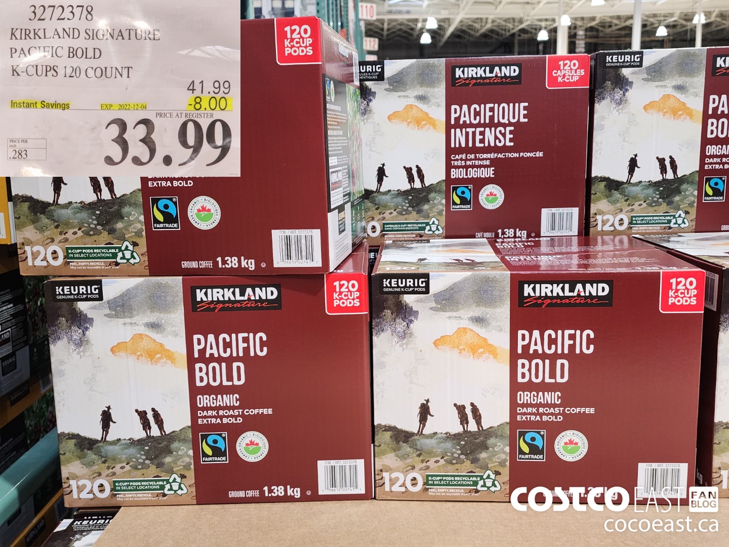 3272378 KIRKLAND SIGNATURE PACIFIC BOLD K-CUPS 120 COUNT ($8.00 INSTANT SAVINGS EXPIRES ON 2022-12-04) $33.99
