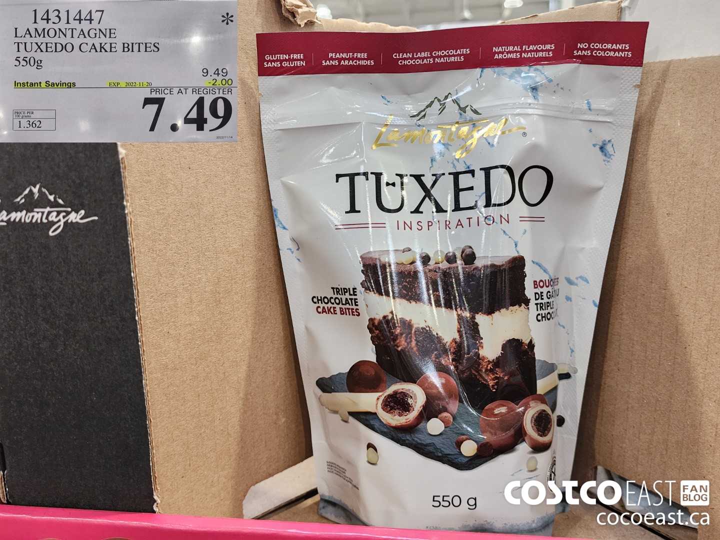 1431447 LAMONTAGNE TUXEDO CAKE BITES 550G ($2.00 INSTANT SAVINGS EXPIRES ON 2022-11-20) $7.49